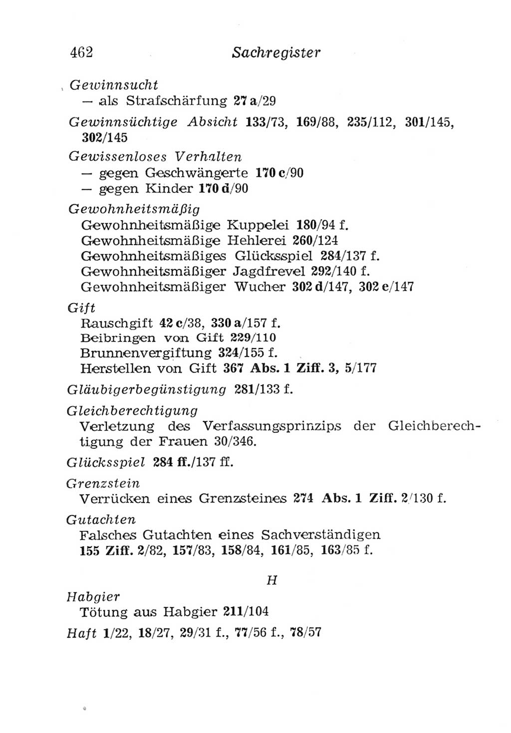 Strafgesetzbuch (StGB) und andere Strafgesetze [Deutsche Demokratische Republik (DDR)] 1957, Seite 462 (StGB Strafges. DDR 1957, S. 462)