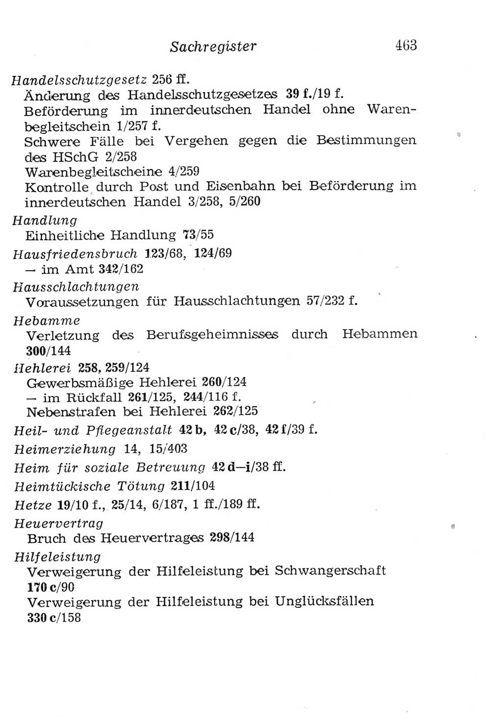 Strafgesetzbuch (StGB) und andere Strafgesetze [Deutsche Demokratische Republik (DDR)] 1957, Seite 463 (StGB Strafges. DDR 1957, S. 463)