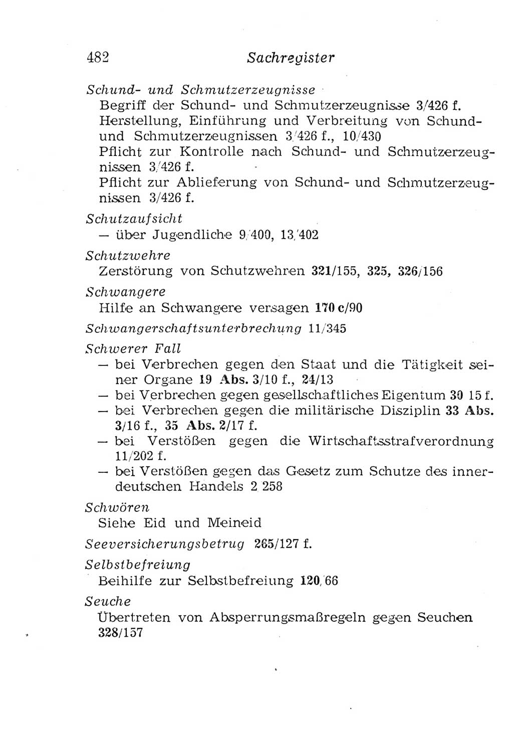 Strafgesetzbuch (StGB) und andere Strafgesetze [Deutsche Demokratische Republik (DDR)] 1957, Seite 482 (StGB Strafges. DDR 1957, S. 482)