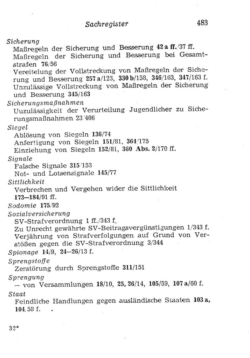 Strafgesetzbuch (StGB) und andere Strafgesetze [Deutsche Demokratische Republik (DDR)] 1957, Seite 483 (StGB Strafges. DDR 1957, S. 483)