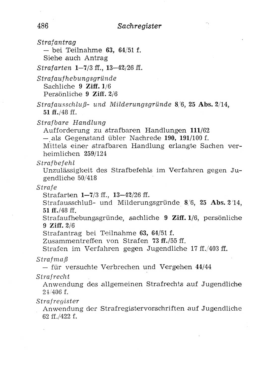 Strafgesetzbuch (StGB) und andere Strafgesetze [Deutsche Demokratische Republik (DDR)] 1957, Seite 486 (StGB Strafges. DDR 1957, S. 486)