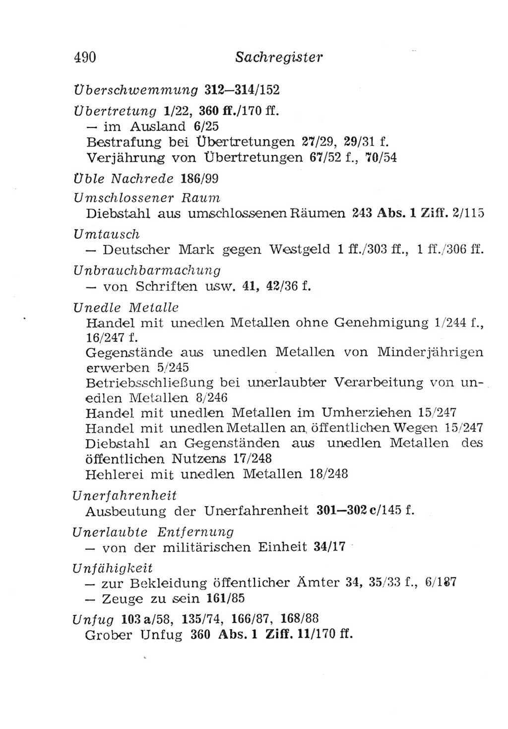 Strafgesetzbuch (StGB) und andere Strafgesetze [Deutsche Demokratische Republik (DDR)] 1957, Seite 490 (StGB Strafges. DDR 1957, S. 490)