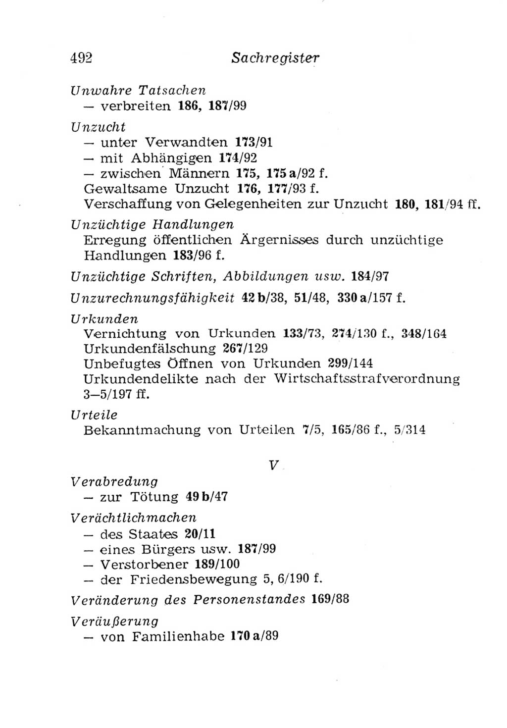 Strafgesetzbuch (StGB) und andere Strafgesetze [Deutsche Demokratische Republik (DDR)] 1957, Seite 492 (StGB Strafges. DDR 1957, S. 492)