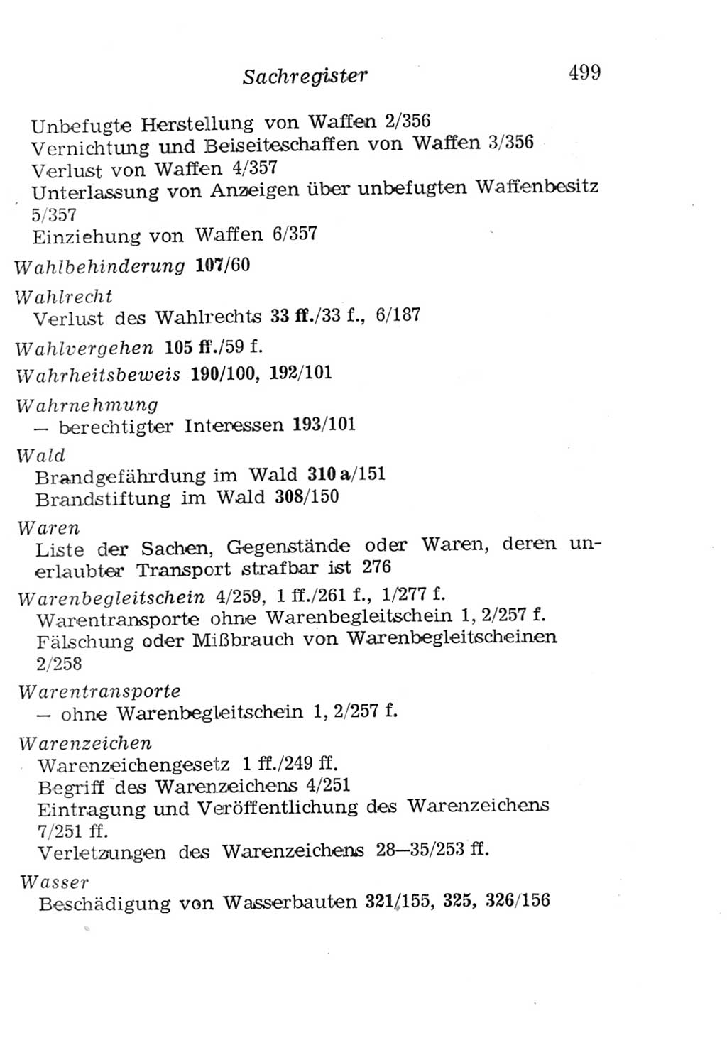 Strafgesetzbuch (StGB) und andere Strafgesetze [Deutsche Demokratische Republik (DDR)] 1957, Seite 499 (StGB Strafges. DDR 1957, S. 499)