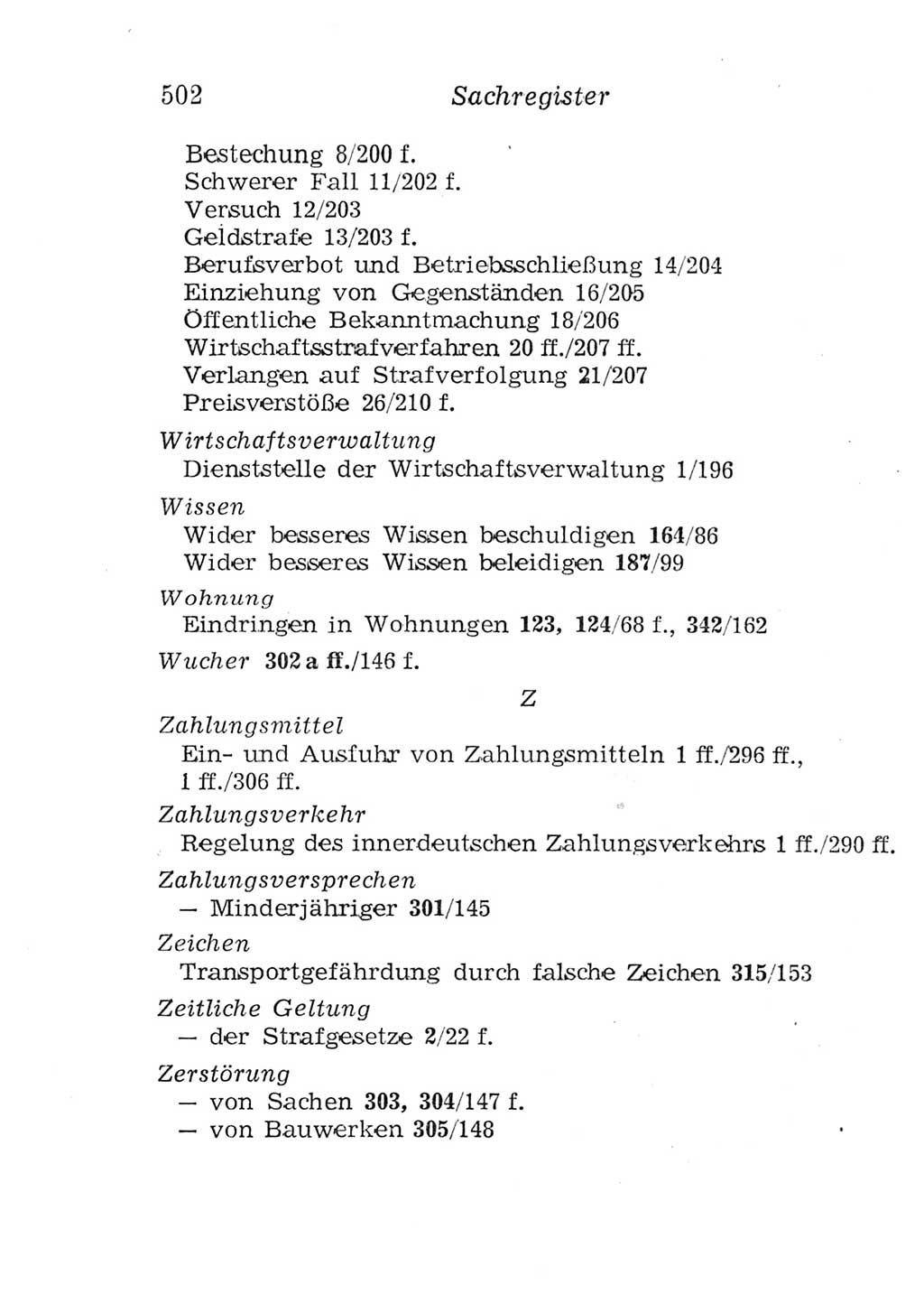 Strafgesetzbuch (StGB) und andere Strafgesetze [Deutsche Demokratische Republik (DDR)] 1957, Seite 502 (StGB Strafges. DDR 1957, S. 502)