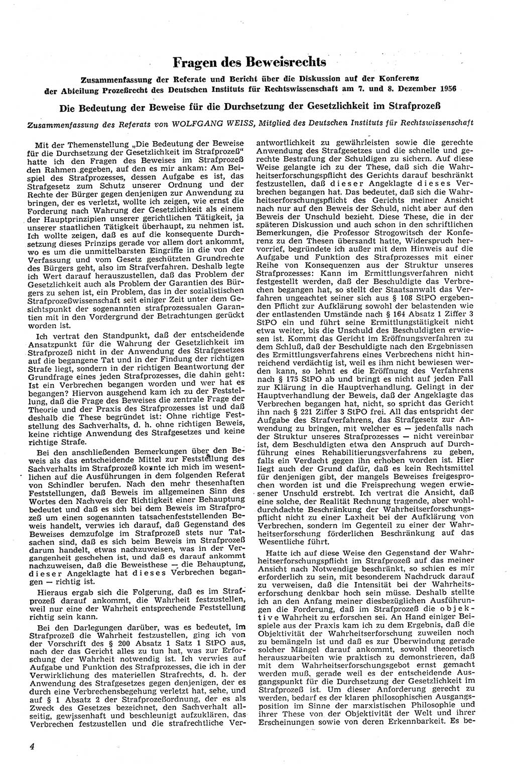 Neue Justiz (NJ), Zeitschrift für Recht und Rechtswissenschaft [Deutsche Demokratische Republik (DDR)], 11. Jahrgang 1957, Seite 4 (NJ DDR 1957, S. 4)