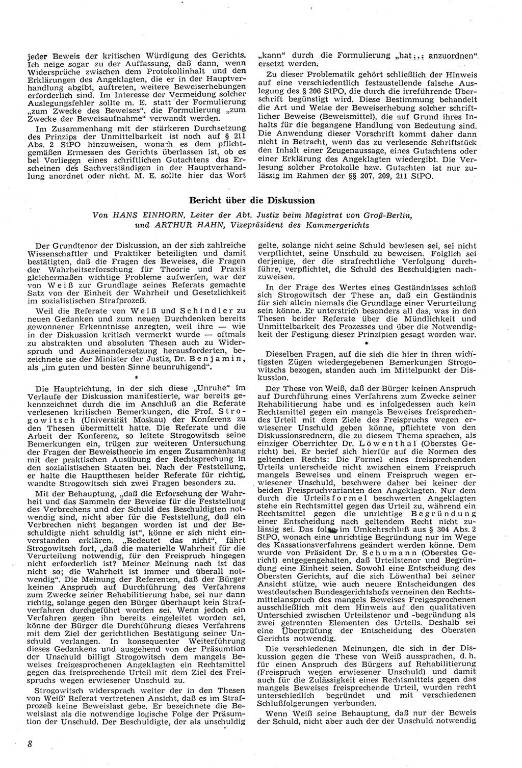 Neue Justiz (NJ), Zeitschrift für Recht und Rechtswissenschaft [Deutsche Demokratische Republik (DDR)], 11. Jahrgang 1957, Seite 8 (NJ DDR 1957, S. 8)