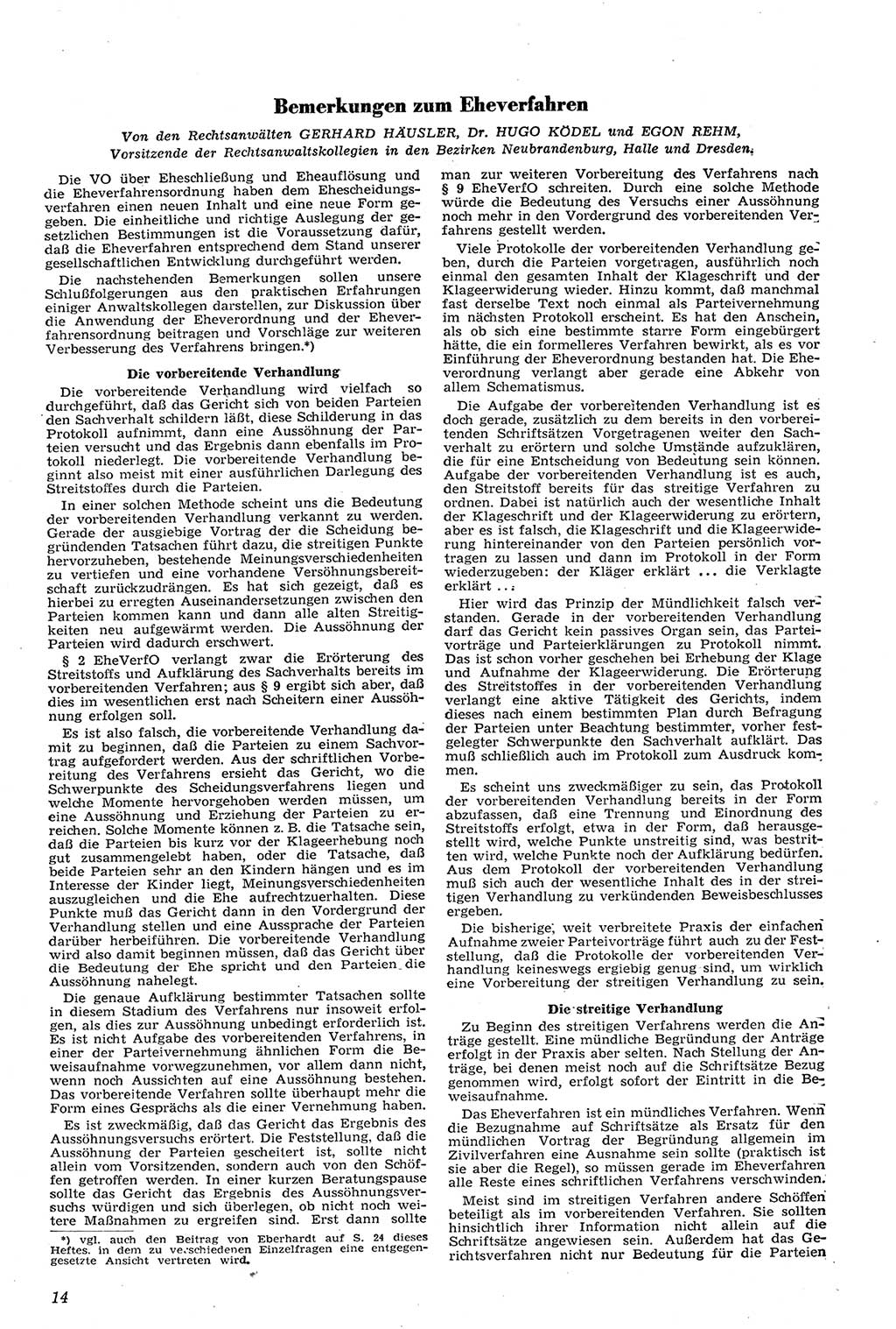 Neue Justiz (NJ), Zeitschrift für Recht und Rechtswissenschaft [Deutsche Demokratische Republik (DDR)], 11. Jahrgang 1957, Seite 14 (NJ DDR 1957, S. 14)