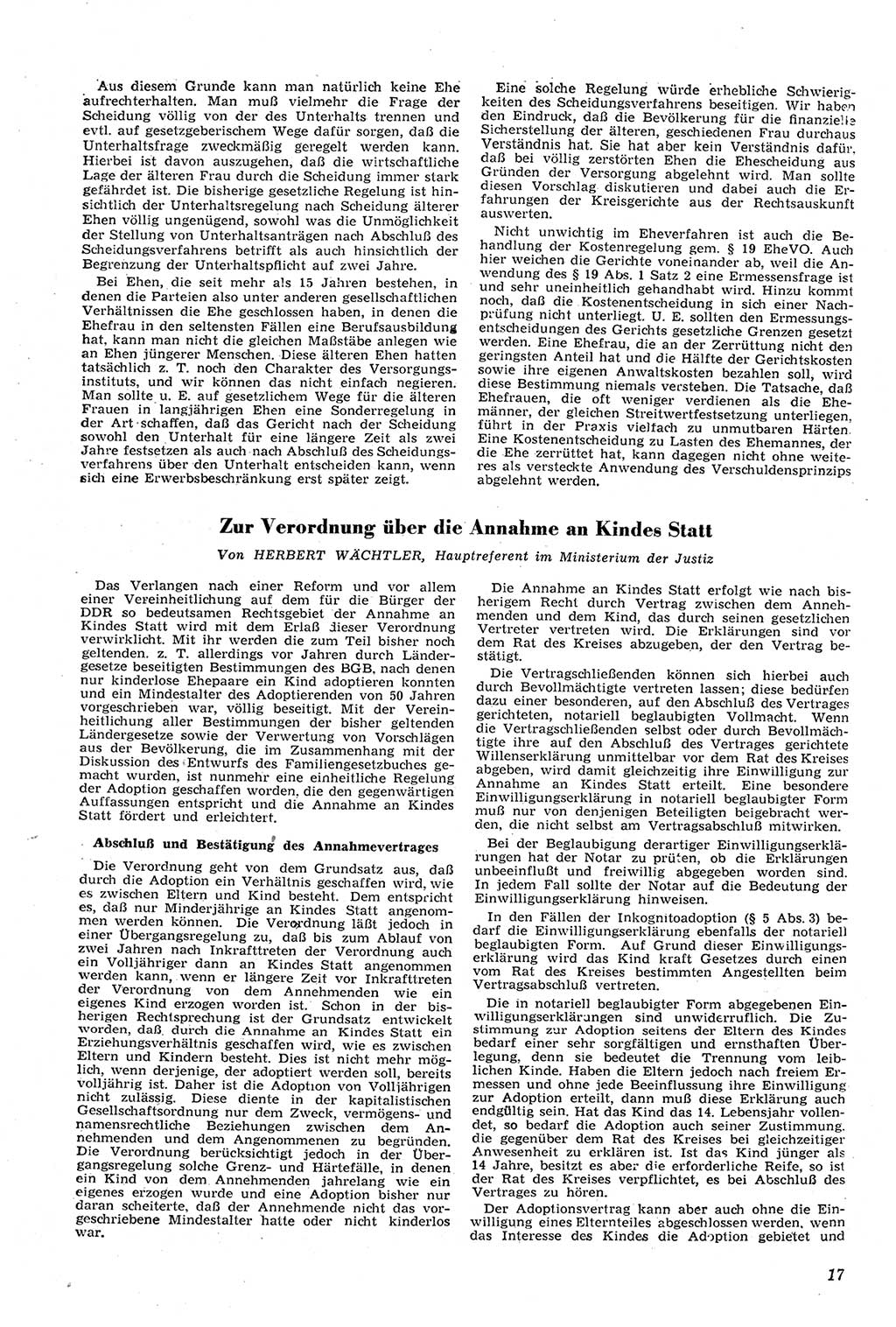 Neue Justiz (NJ), Zeitschrift für Recht und Rechtswissenschaft [Deutsche Demokratische Republik (DDR)], 11. Jahrgang 1957, Seite 17 (NJ DDR 1957, S. 17)