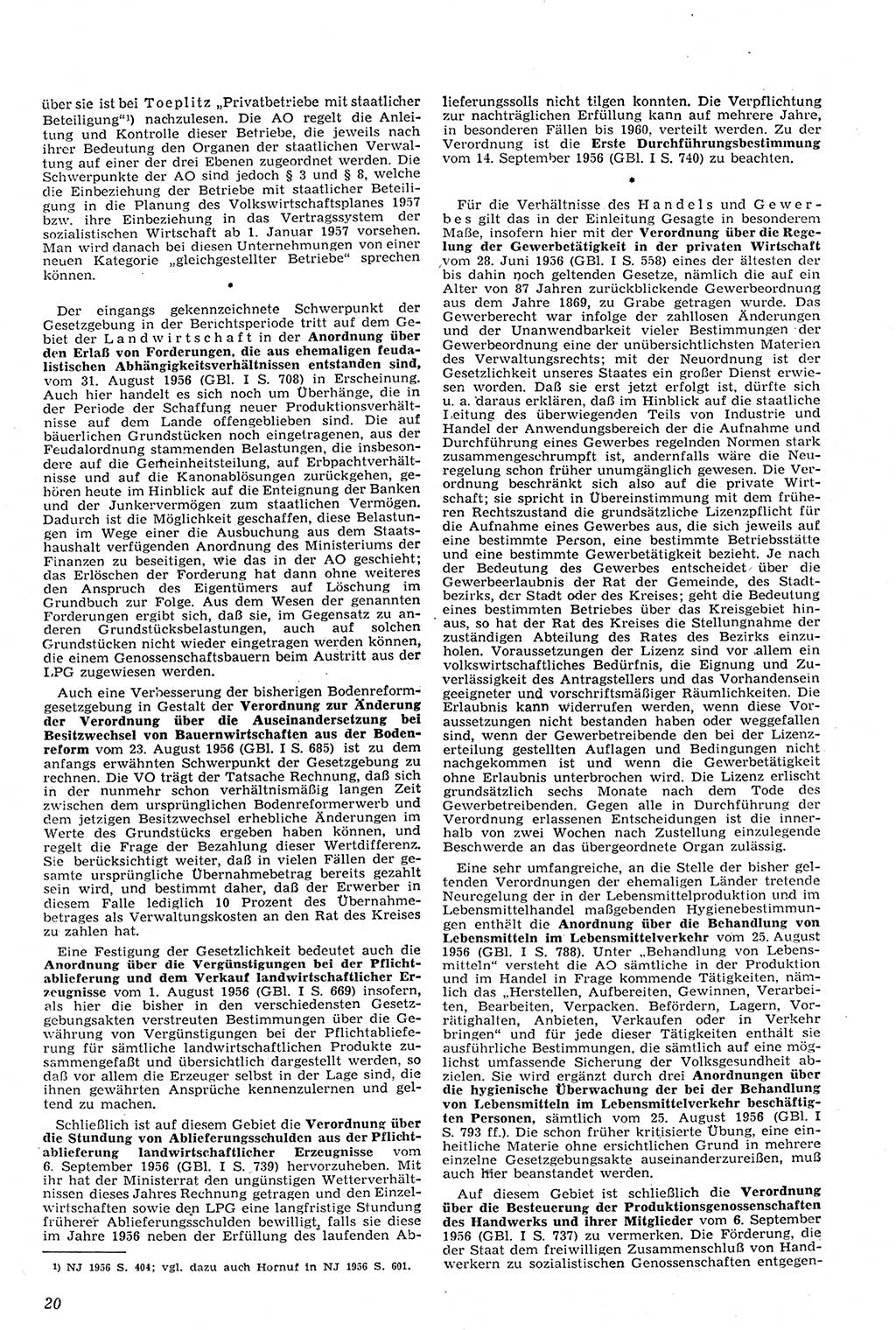 Neue Justiz (NJ), Zeitschrift für Recht und Rechtswissenschaft [Deutsche Demokratische Republik (DDR)], 11. Jahrgang 1957, Seite 20 (NJ DDR 1957, S. 20)