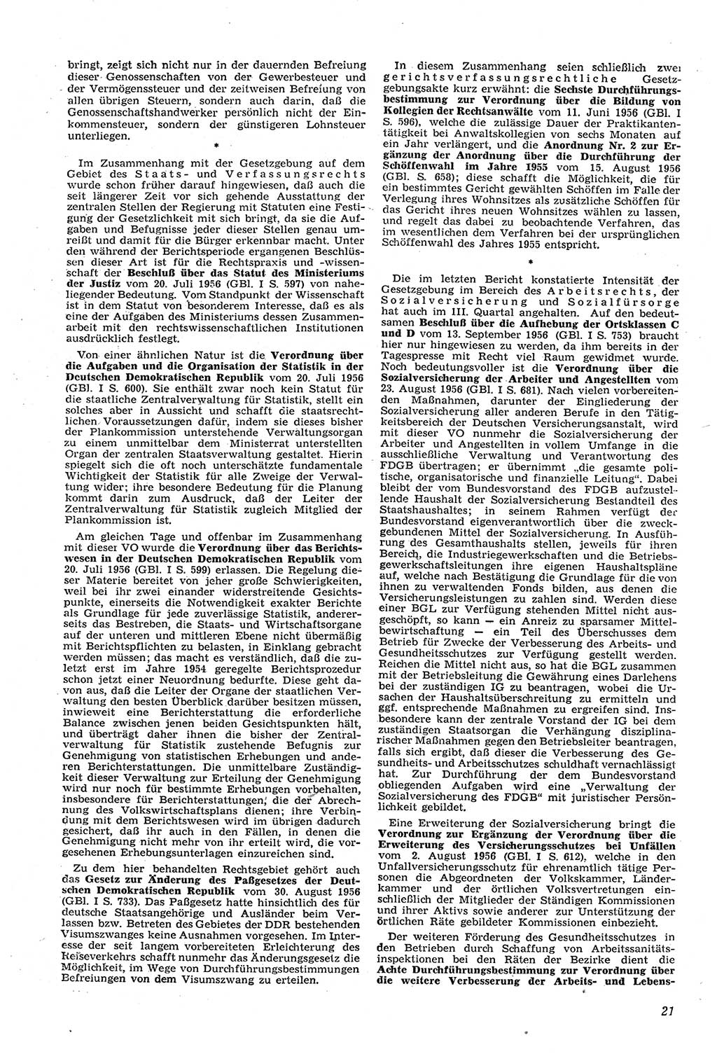 Neue Justiz (NJ), Zeitschrift für Recht und Rechtswissenschaft [Deutsche Demokratische Republik (DDR)], 11. Jahrgang 1957, Seite 21 (NJ DDR 1957, S. 21)