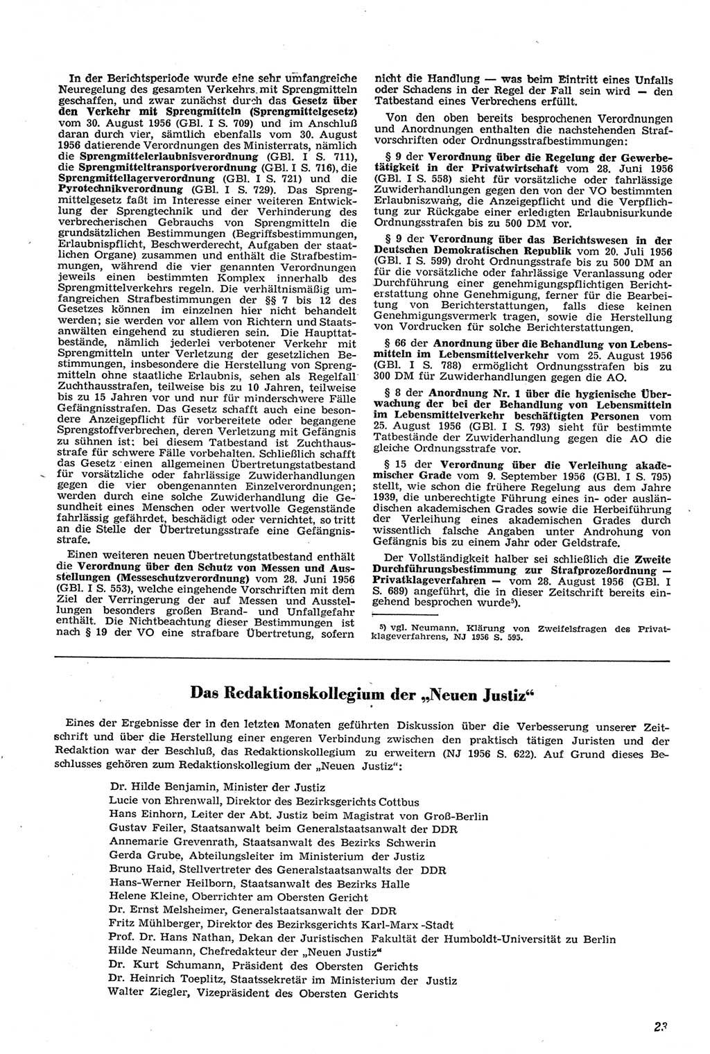 Neue Justiz (NJ), Zeitschrift für Recht und Rechtswissenschaft [Deutsche Demokratische Republik (DDR)], 11. Jahrgang 1957, Seite 23 (NJ DDR 1957, S. 23)