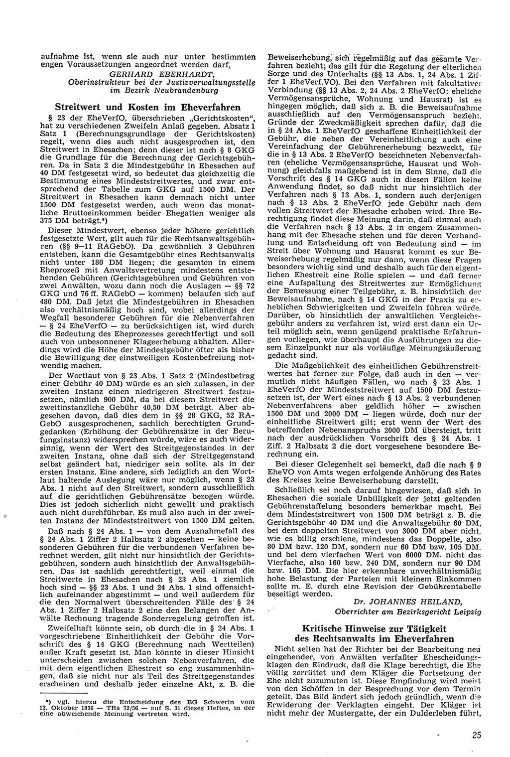 Neue Justiz (NJ), Zeitschrift für Recht und Rechtswissenschaft [Deutsche Demokratische Republik (DDR)], 11. Jahrgang 1957, Seite 25 (NJ DDR 1957, S. 25)