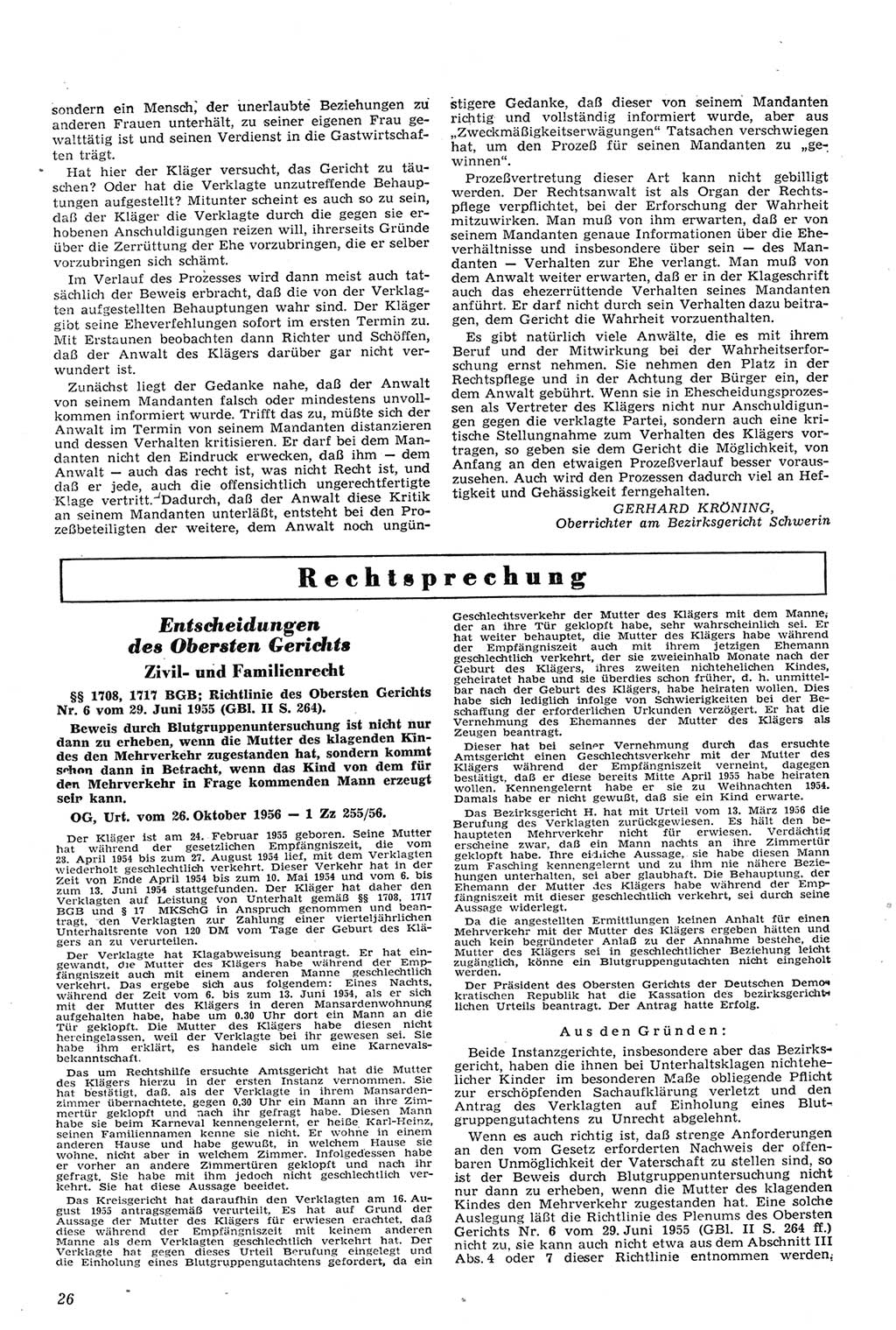 Neue Justiz (NJ), Zeitschrift für Recht und Rechtswissenschaft [Deutsche Demokratische Republik (DDR)], 11. Jahrgang 1957, Seite 26 (NJ DDR 1957, S. 26)