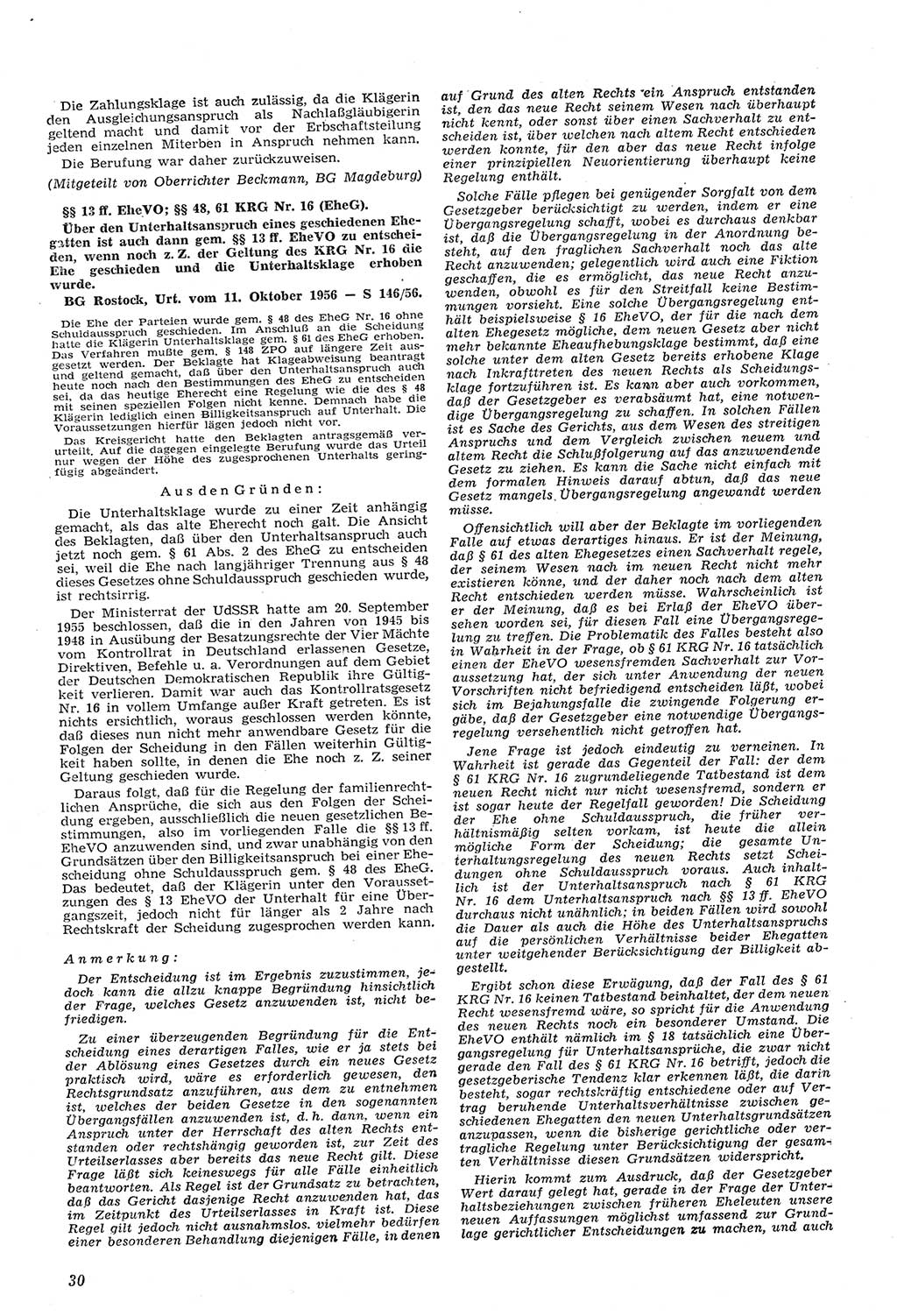 Neue Justiz (NJ), Zeitschrift für Recht und Rechtswissenschaft [Deutsche Demokratische Republik (DDR)], 11. Jahrgang 1957, Seite 30 (NJ DDR 1957, S. 30)
