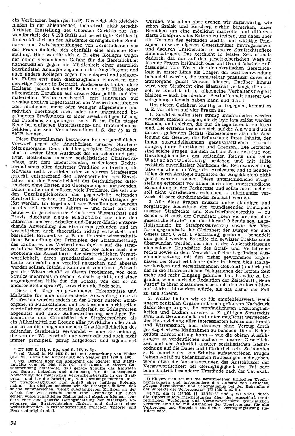 Neue Justiz (NJ), Zeitschrift für Recht und Rechtswissenschaft [Deutsche Demokratische Republik (DDR)], 11. Jahrgang 1957, Seite 34 (NJ DDR 1957, S. 34)