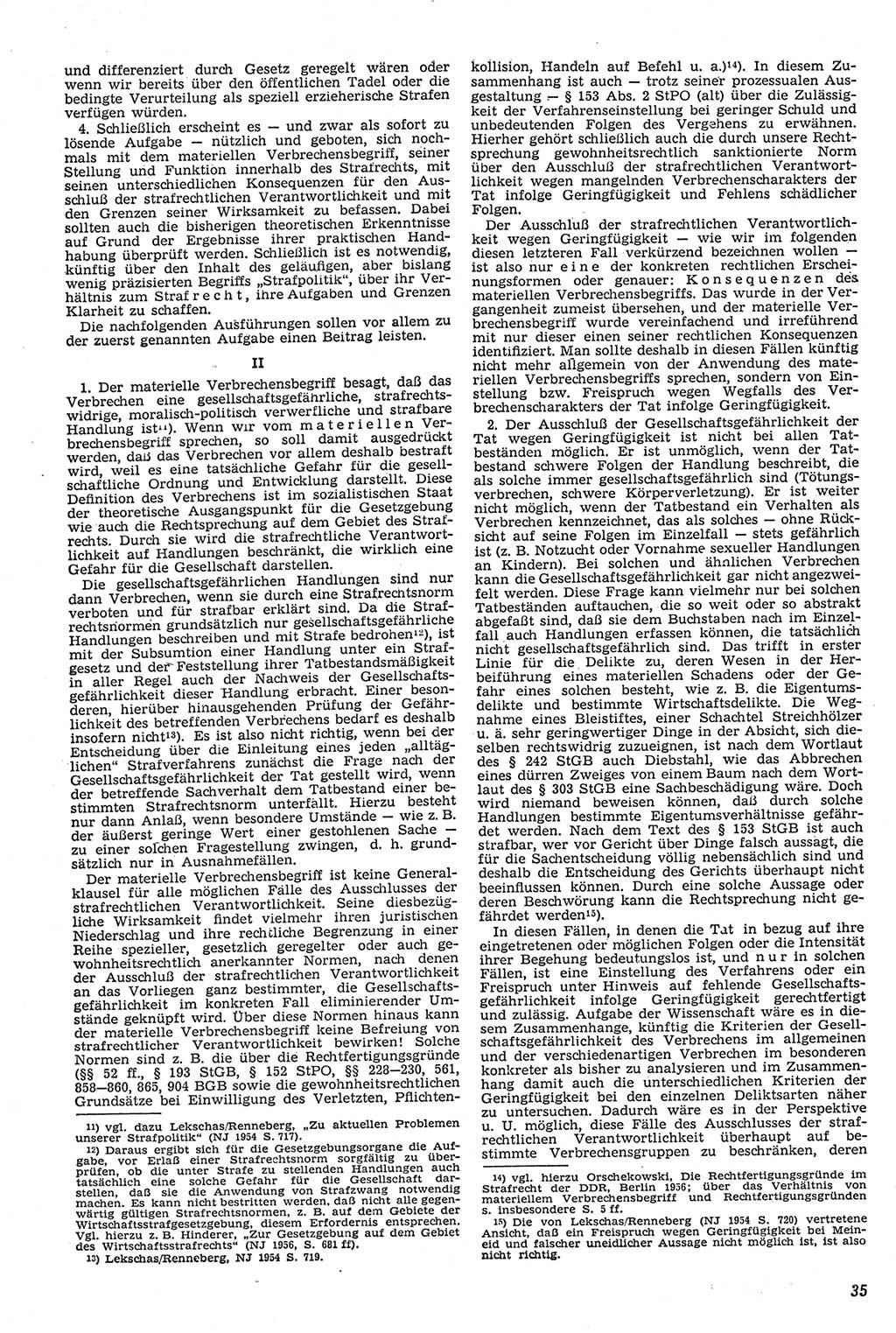 Neue Justiz (NJ), Zeitschrift für Recht und Rechtswissenschaft [Deutsche Demokratische Republik (DDR)], 11. Jahrgang 1957, Seite 35 (NJ DDR 1957, S. 35)