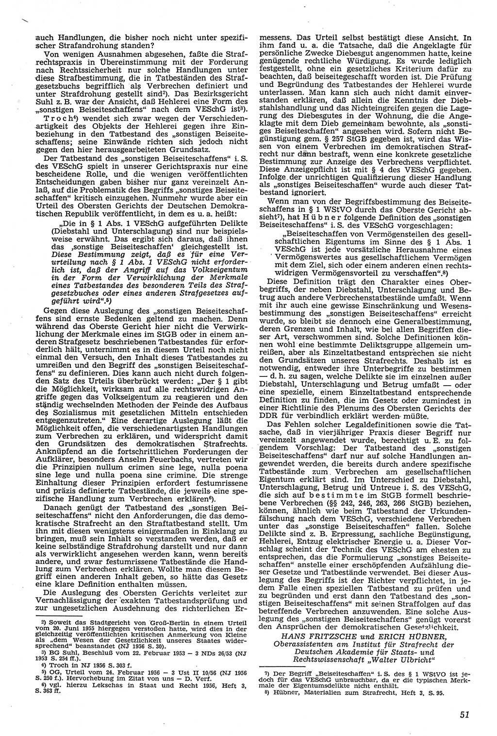 Neue Justiz (NJ), Zeitschrift für Recht und Rechtswissenschaft [Deutsche Demokratische Republik (DDR)], 11. Jahrgang 1957, Seite 51 (NJ DDR 1957, S. 51)