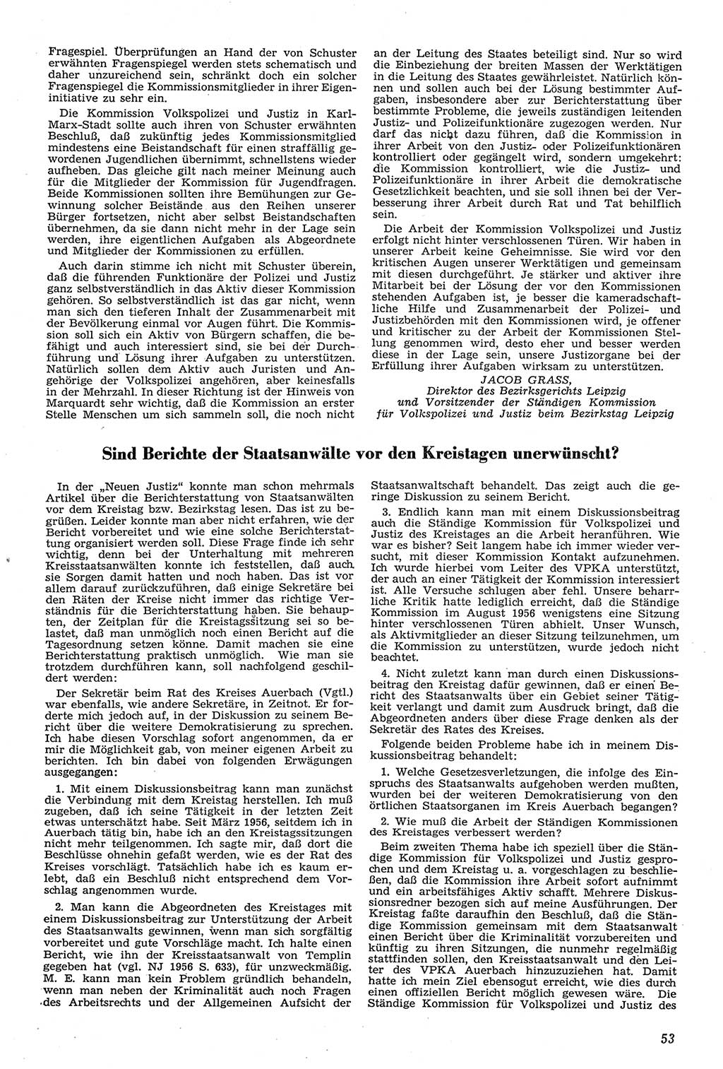 Neue Justiz (NJ), Zeitschrift für Recht und Rechtswissenschaft [Deutsche Demokratische Republik (DDR)], 11. Jahrgang 1957, Seite 53 (NJ DDR 1957, S. 53)