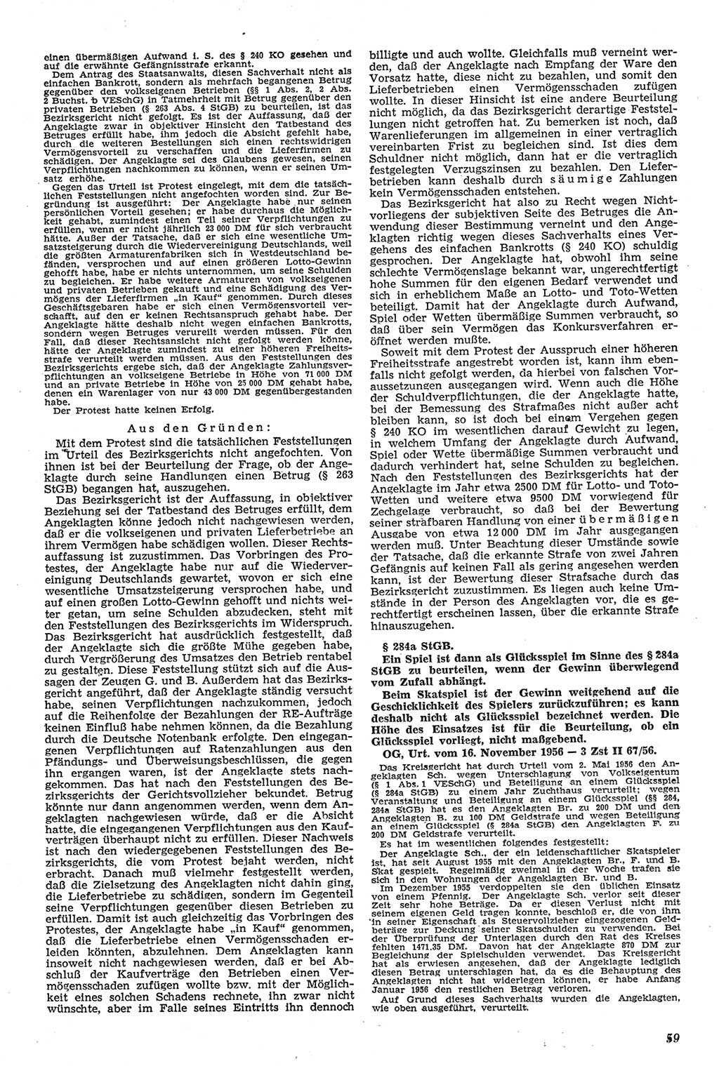 Neue Justiz (NJ), Zeitschrift für Recht und Rechtswissenschaft [Deutsche Demokratische Republik (DDR)], 11. Jahrgang 1957, Seite 59 (NJ DDR 1957, S. 59)