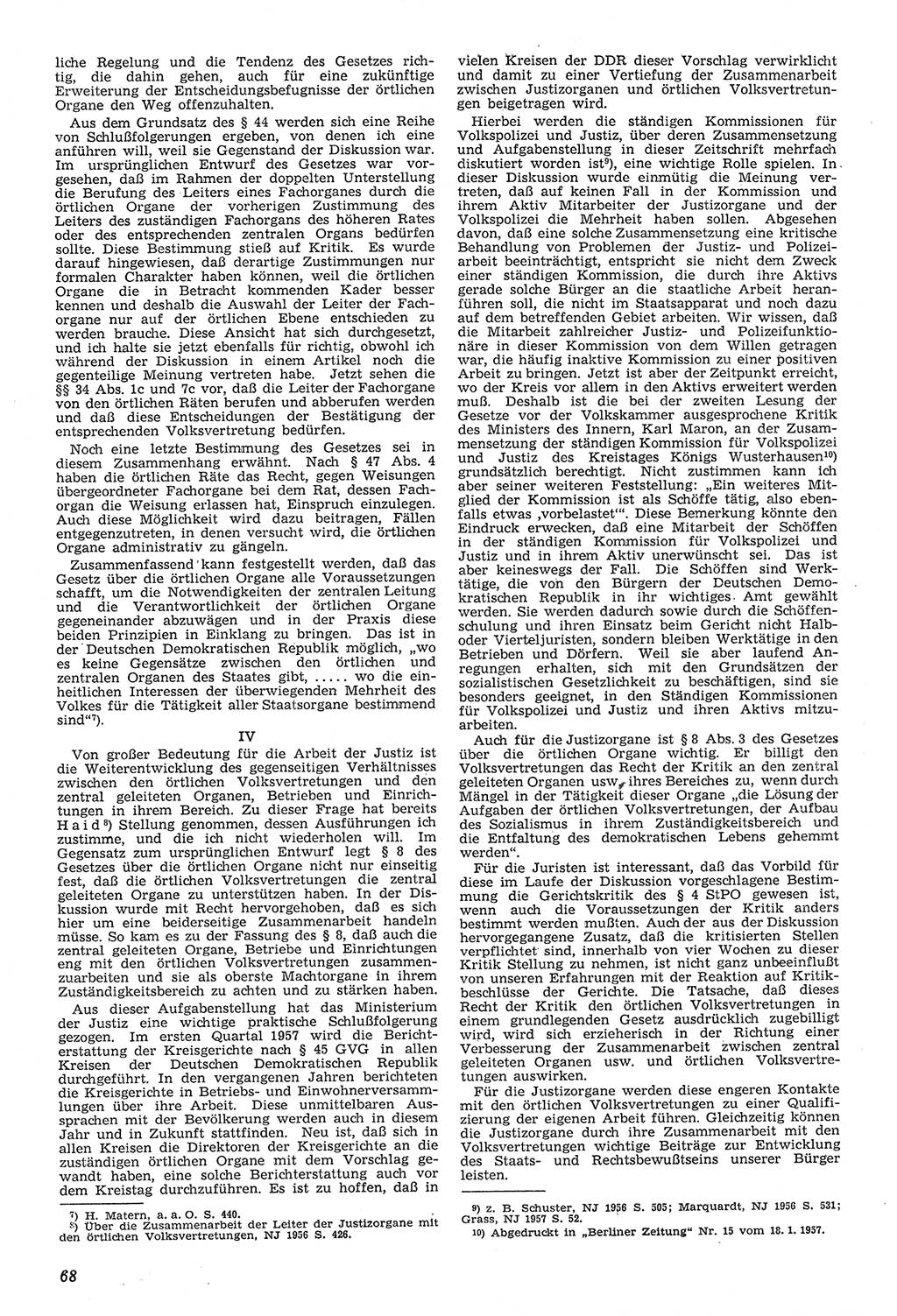 Neue Justiz (NJ), Zeitschrift für Recht und Rechtswissenschaft [Deutsche Demokratische Republik (DDR)], 11. Jahrgang 1957, Seite 68 (NJ DDR 1957, S. 68)
