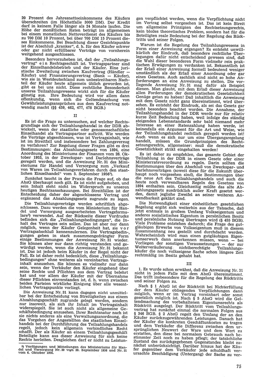 Neue Justiz (NJ), Zeitschrift für Recht und Rechtswissenschaft [Deutsche Demokratische Republik (DDR)], 11. Jahrgang 1957, Seite 75 (NJ DDR 1957, S. 75)