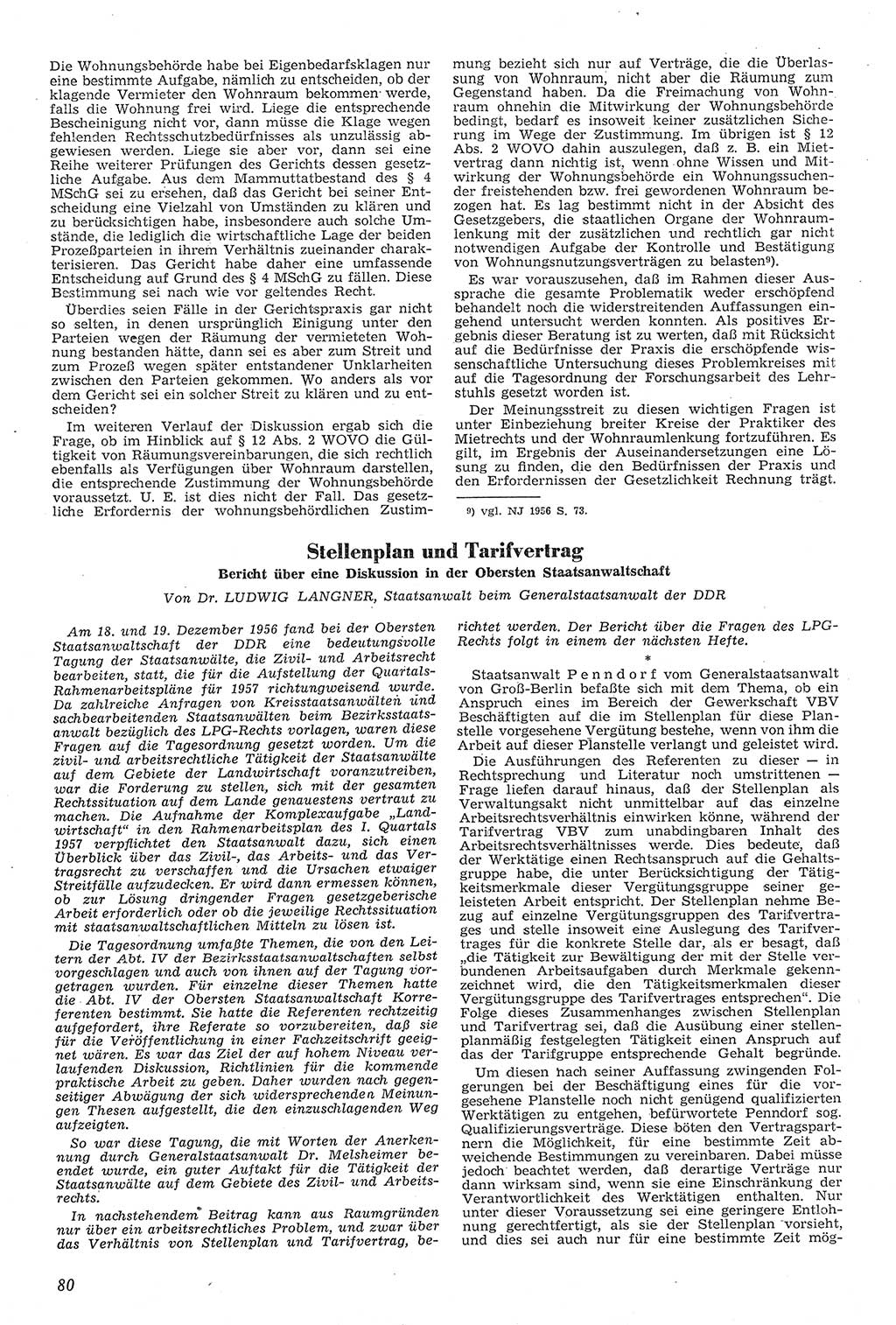 Neue Justiz (NJ), Zeitschrift für Recht und Rechtswissenschaft [Deutsche Demokratische Republik (DDR)], 11. Jahrgang 1957, Seite 80 (NJ DDR 1957, S. 80)