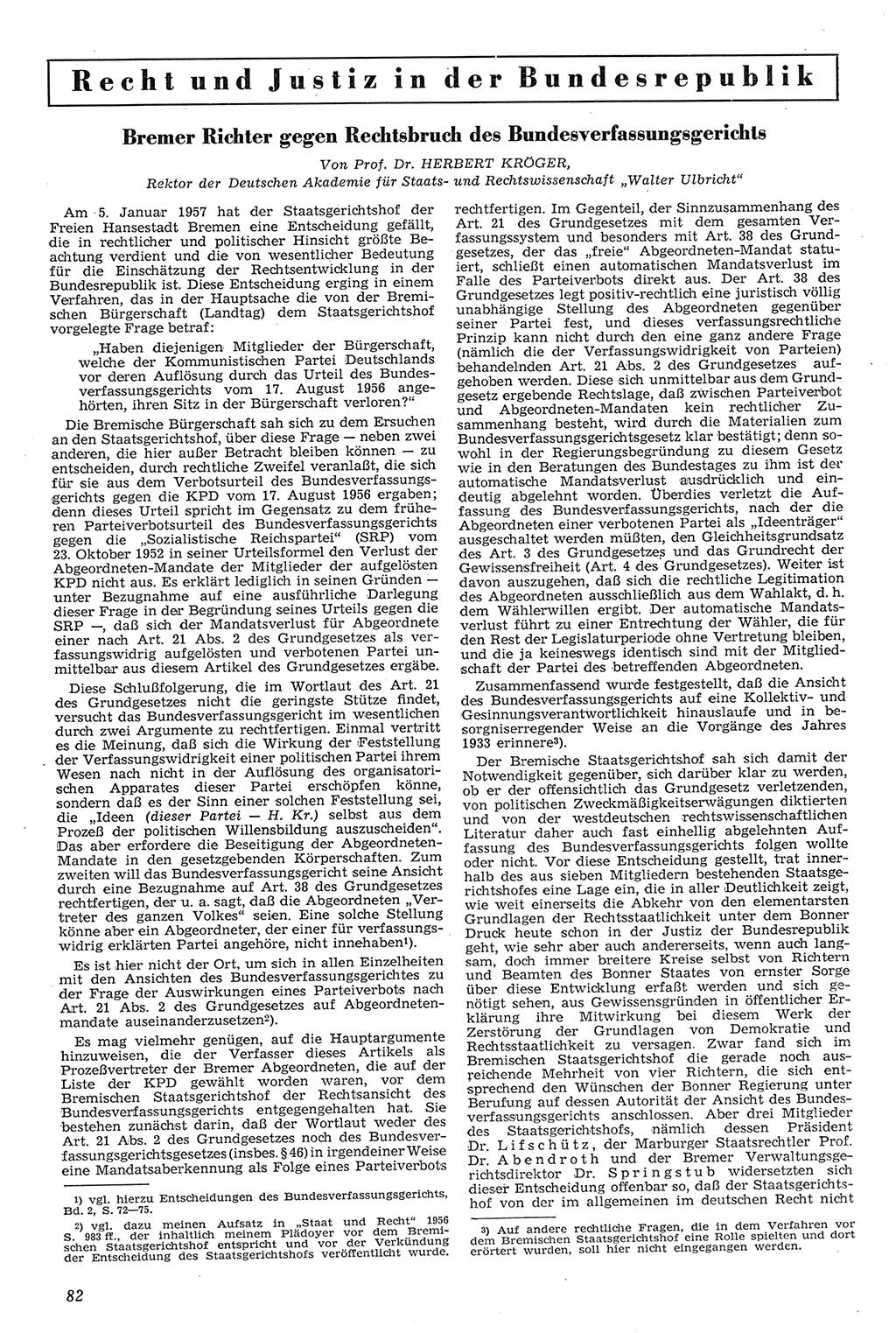 Neue Justiz (NJ), Zeitschrift für Recht und Rechtswissenschaft [Deutsche Demokratische Republik (DDR)], 11. Jahrgang 1957, Seite 82 (NJ DDR 1957, S. 82)