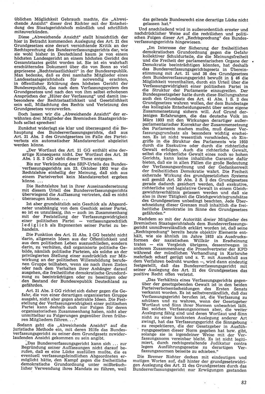 Neue Justiz (NJ), Zeitschrift für Recht und Rechtswissenschaft [Deutsche Demokratische Republik (DDR)], 11. Jahrgang 1957, Seite 83 (NJ DDR 1957, S. 83)