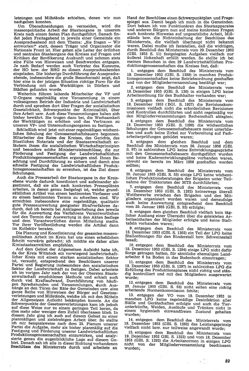 Neue Justiz (NJ), Zeitschrift für Recht und Rechtswissenschaft [Deutsche Demokratische Republik (DDR)], 11. Jahrgang 1957, Seite 89 (NJ DDR 1957, S. 89)
