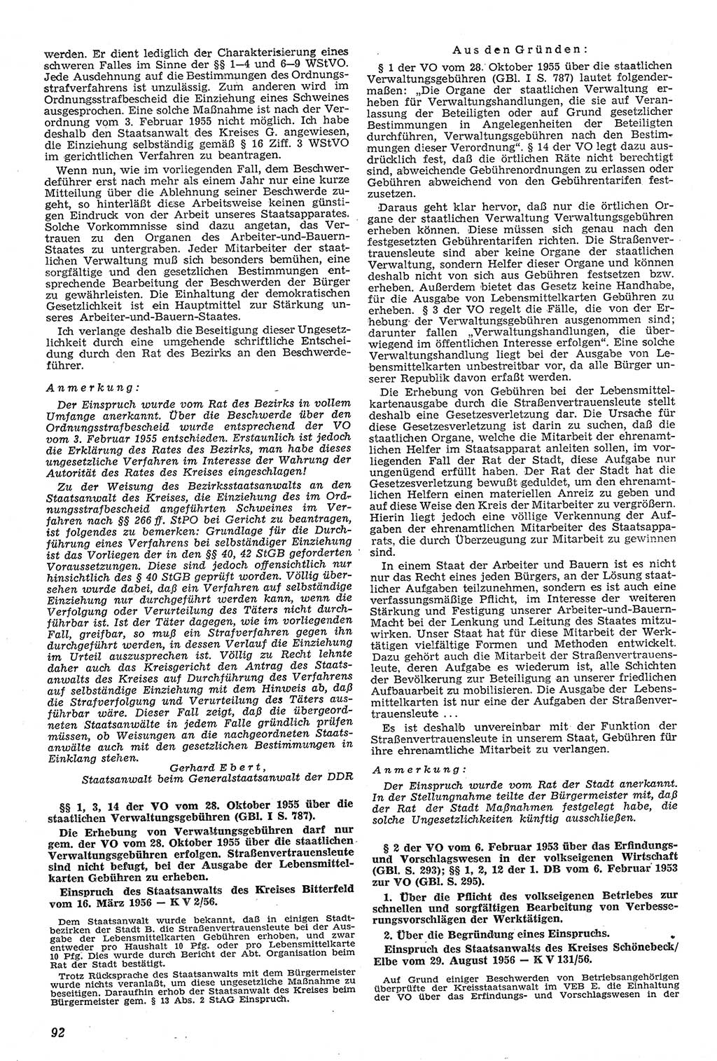 Neue Justiz (NJ), Zeitschrift für Recht und Rechtswissenschaft [Deutsche Demokratische Republik (DDR)], 11. Jahrgang 1957, Seite 92 (NJ DDR 1957, S. 92)