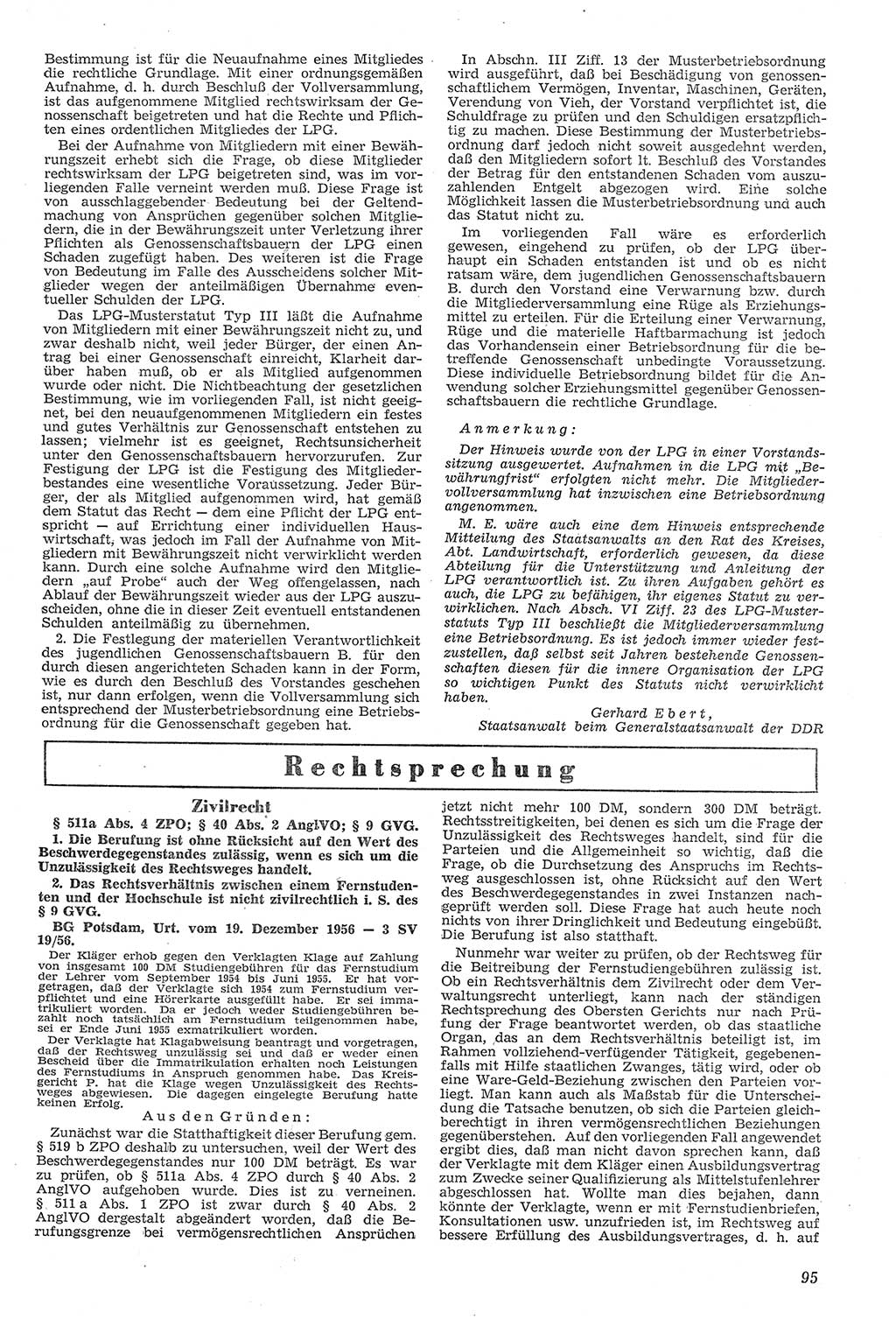 Neue Justiz (NJ), Zeitschrift für Recht und Rechtswissenschaft [Deutsche Demokratische Republik (DDR)], 11. Jahrgang 1957, Seite 95 (NJ DDR 1957, S. 95)