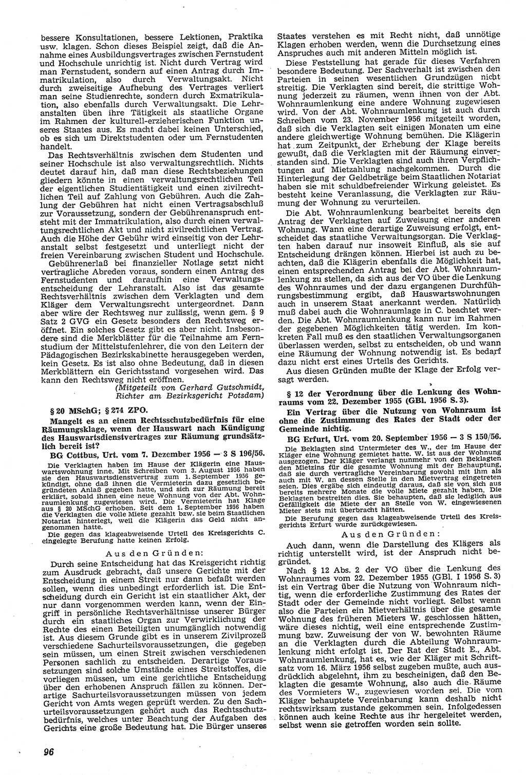 Neue Justiz (NJ), Zeitschrift für Recht und Rechtswissenschaft [Deutsche Demokratische Republik (DDR)], 11. Jahrgang 1957, Seite 96 (NJ DDR 1957, S. 96)
