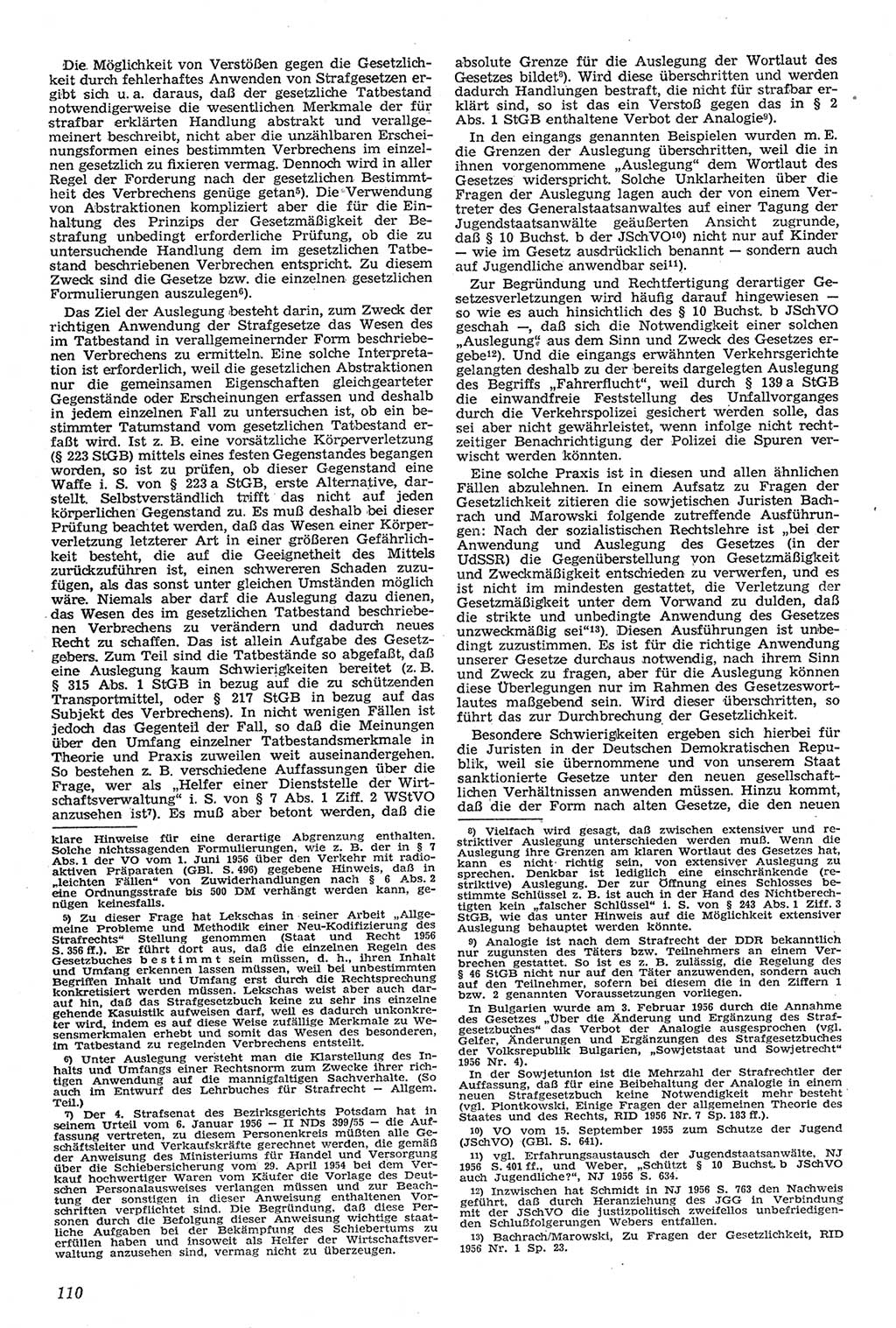 Neue Justiz (NJ), Zeitschrift für Recht und Rechtswissenschaft [Deutsche Demokratische Republik (DDR)], 11. Jahrgang 1957, Seite 110 (NJ DDR 1957, S. 110)
