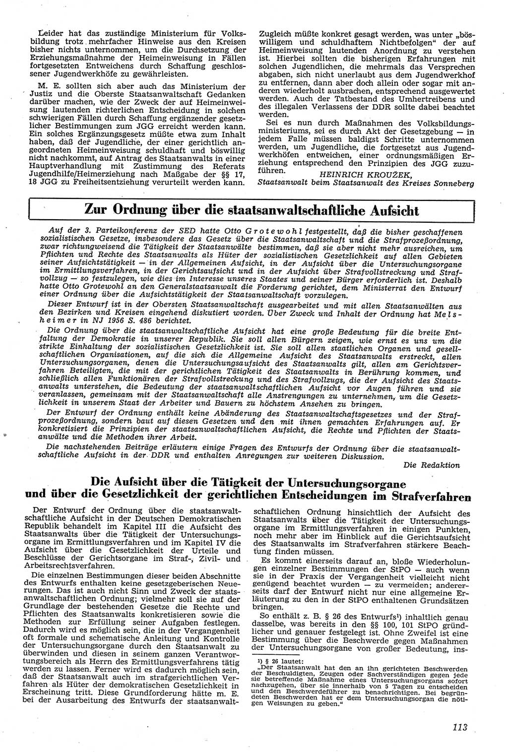 Neue Justiz (NJ), Zeitschrift für Recht und Rechtswissenschaft [Deutsche Demokratische Republik (DDR)], 11. Jahrgang 1957, Seite 113 (NJ DDR 1957, S. 113)