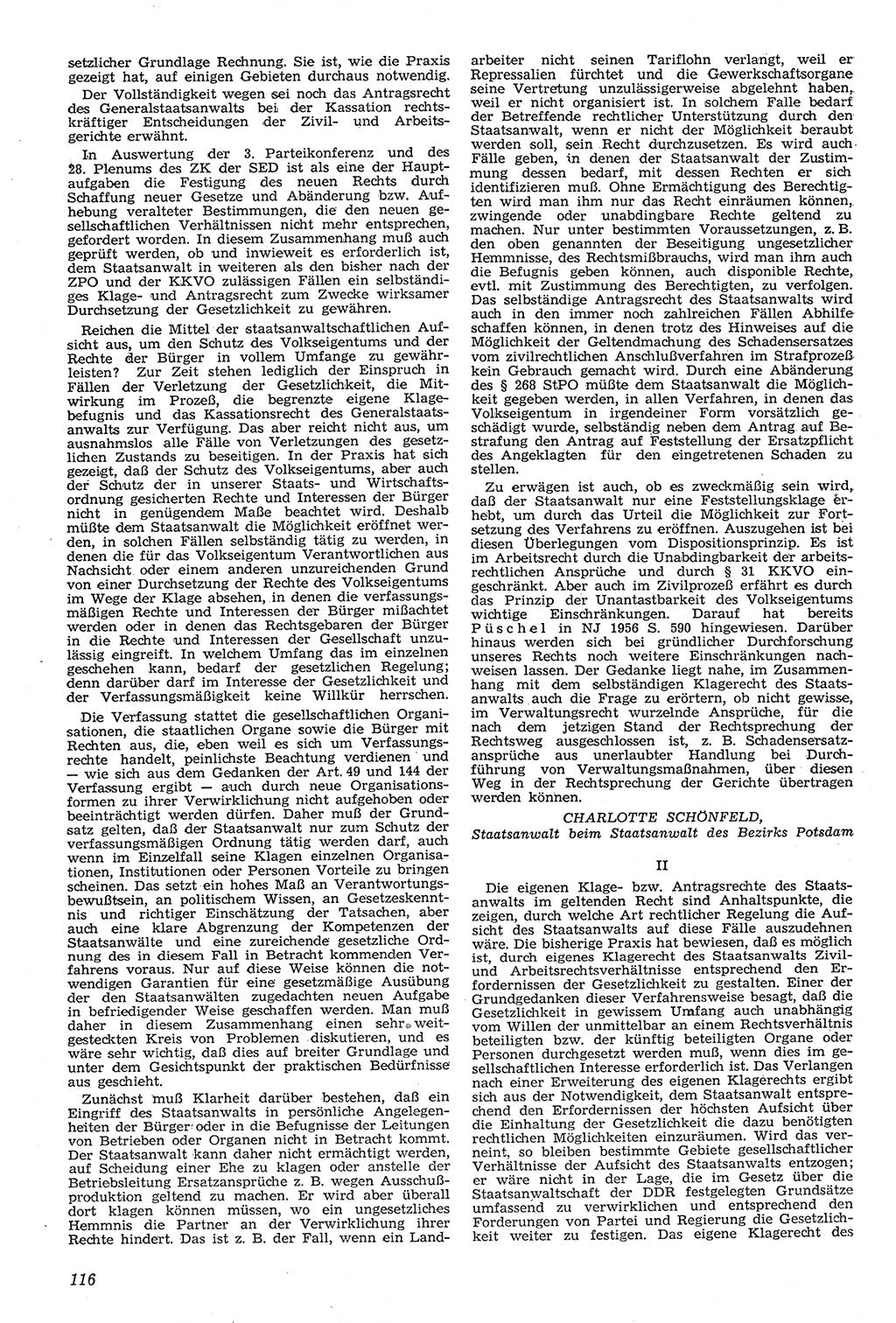 Neue Justiz (NJ), Zeitschrift für Recht und Rechtswissenschaft [Deutsche Demokratische Republik (DDR)], 11. Jahrgang 1957, Seite 116 (NJ DDR 1957, S. 116)