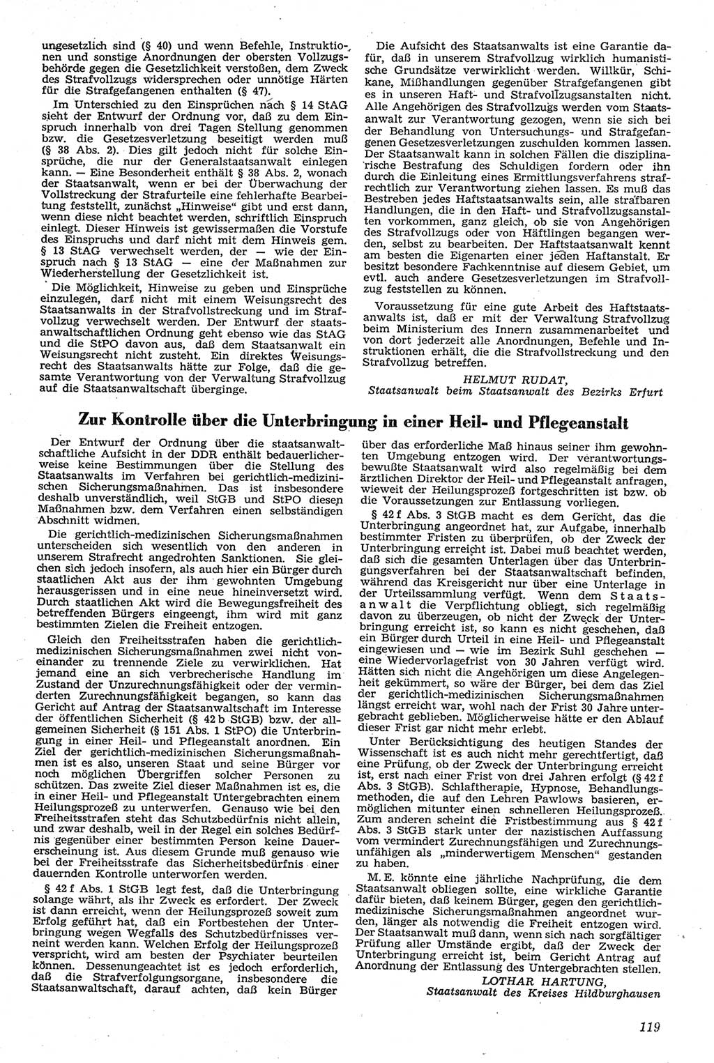 Neue Justiz (NJ), Zeitschrift für Recht und Rechtswissenschaft [Deutsche Demokratische Republik (DDR)], 11. Jahrgang 1957, Seite 119 (NJ DDR 1957, S. 119)