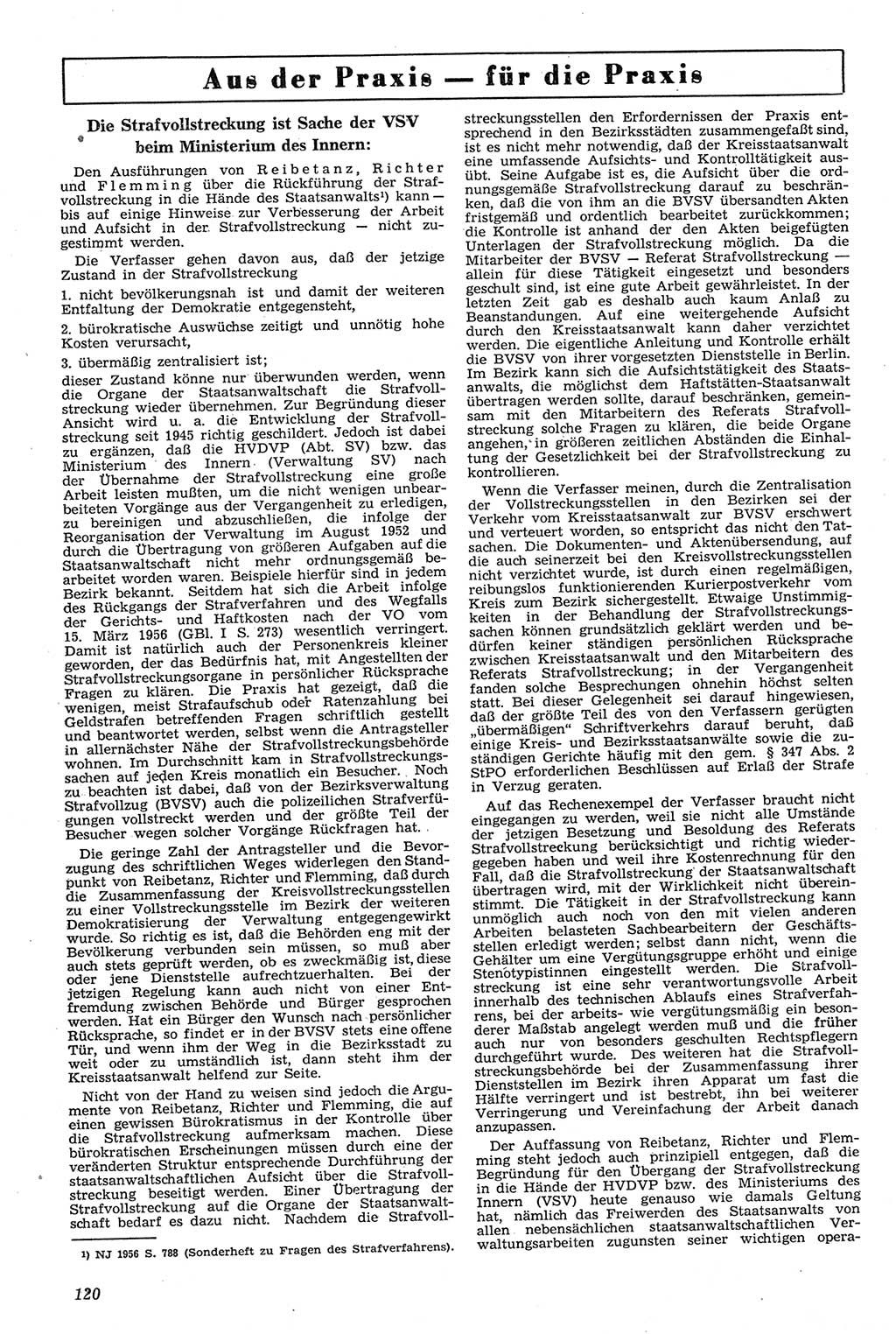 Neue Justiz (NJ), Zeitschrift für Recht und Rechtswissenschaft [Deutsche Demokratische Republik (DDR)], 11. Jahrgang 1957, Seite 120 (NJ DDR 1957, S. 120)