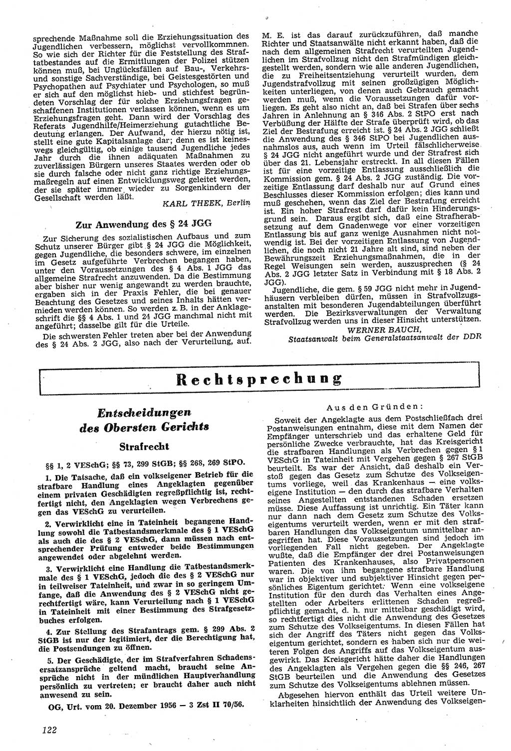 Neue Justiz (NJ), Zeitschrift für Recht und Rechtswissenschaft [Deutsche Demokratische Republik (DDR)], 11. Jahrgang 1957, Seite 122 (NJ DDR 1957, S. 122)