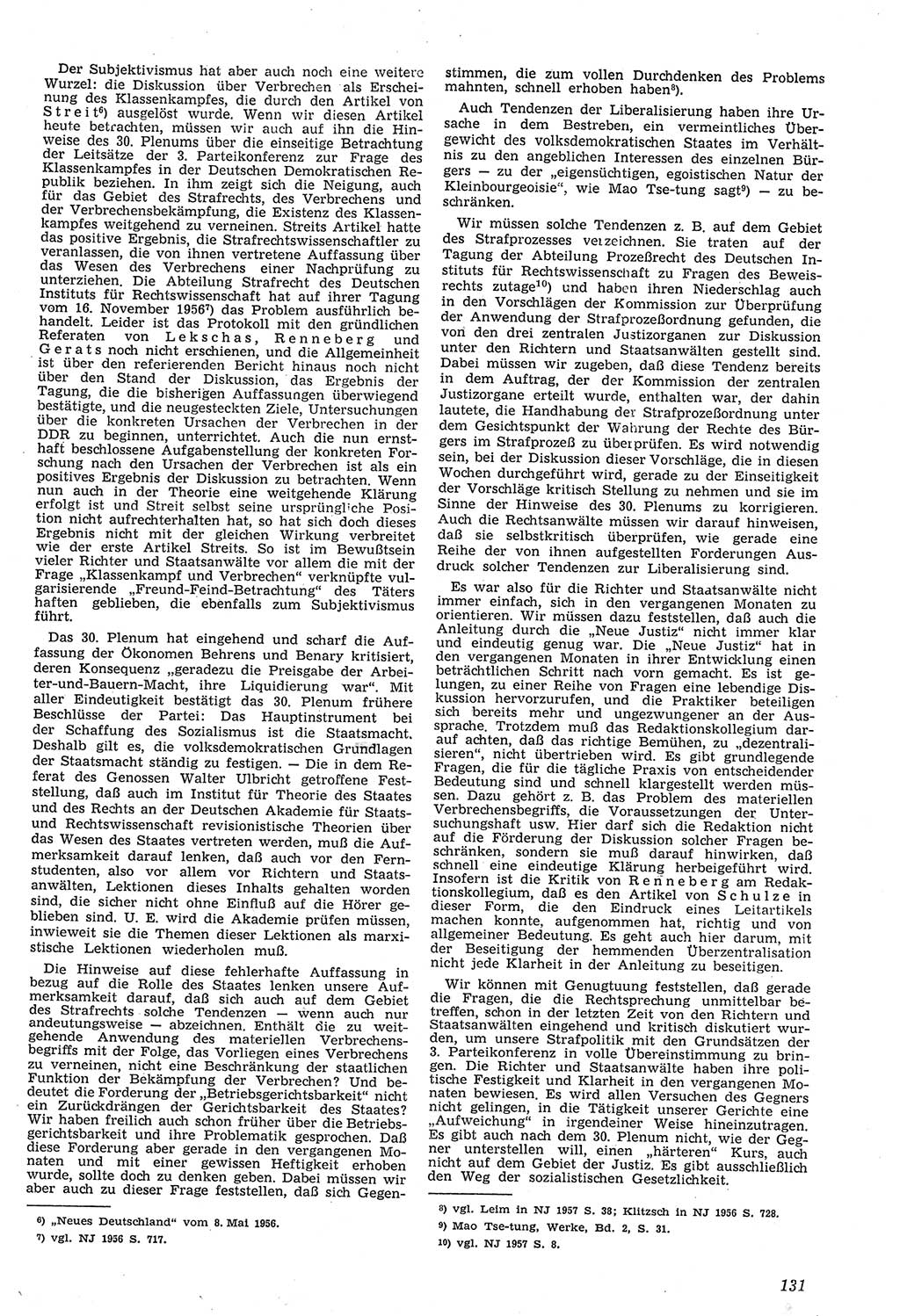 Neue Justiz (NJ), Zeitschrift für Recht und Rechtswissenschaft [Deutsche Demokratische Republik (DDR)], 11. Jahrgang 1957, Seite 131 (NJ DDR 1957, S. 131)