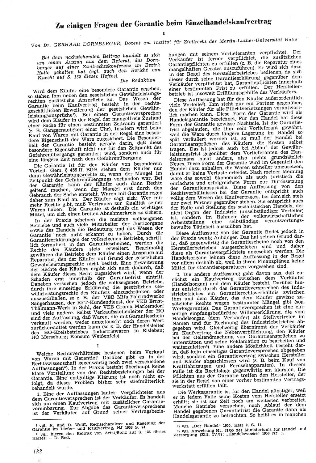 Neue Justiz (NJ), Zeitschrift für Recht und Rechtswissenschaft [Deutsche Demokratische Republik (DDR)], 11. Jahrgang 1957, Seite 132 (NJ DDR 1957, S. 132)