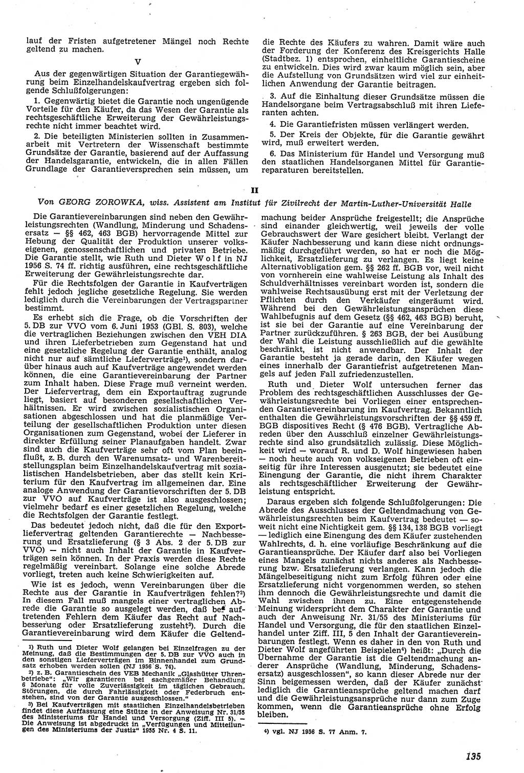 Neue Justiz (NJ), Zeitschrift für Recht und Rechtswissenschaft [Deutsche Demokratische Republik (DDR)], 11. Jahrgang 1957, Seite 135 (NJ DDR 1957, S. 135)