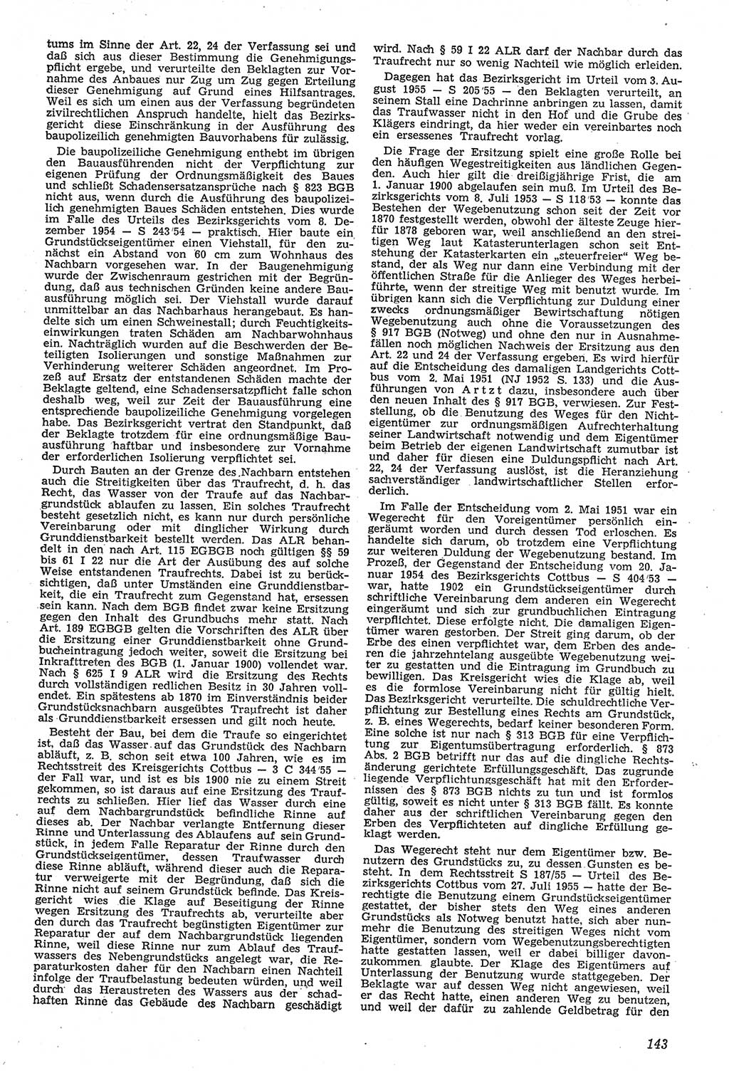 Neue Justiz (NJ), Zeitschrift für Recht und Rechtswissenschaft [Deutsche Demokratische Republik (DDR)], 11. Jahrgang 1957, Seite 143 (NJ DDR 1957, S. 143)