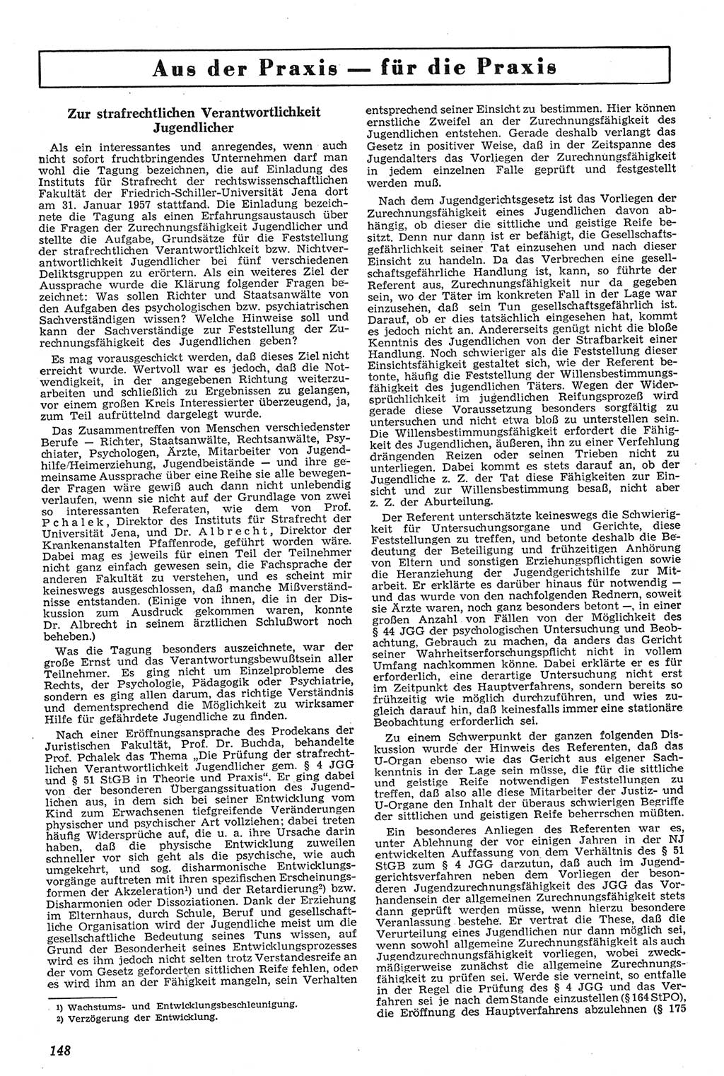 Neue Justiz (NJ), Zeitschrift für Recht und Rechtswissenschaft [Deutsche Demokratische Republik (DDR)], 11. Jahrgang 1957, Seite 148 (NJ DDR 1957, S. 148)