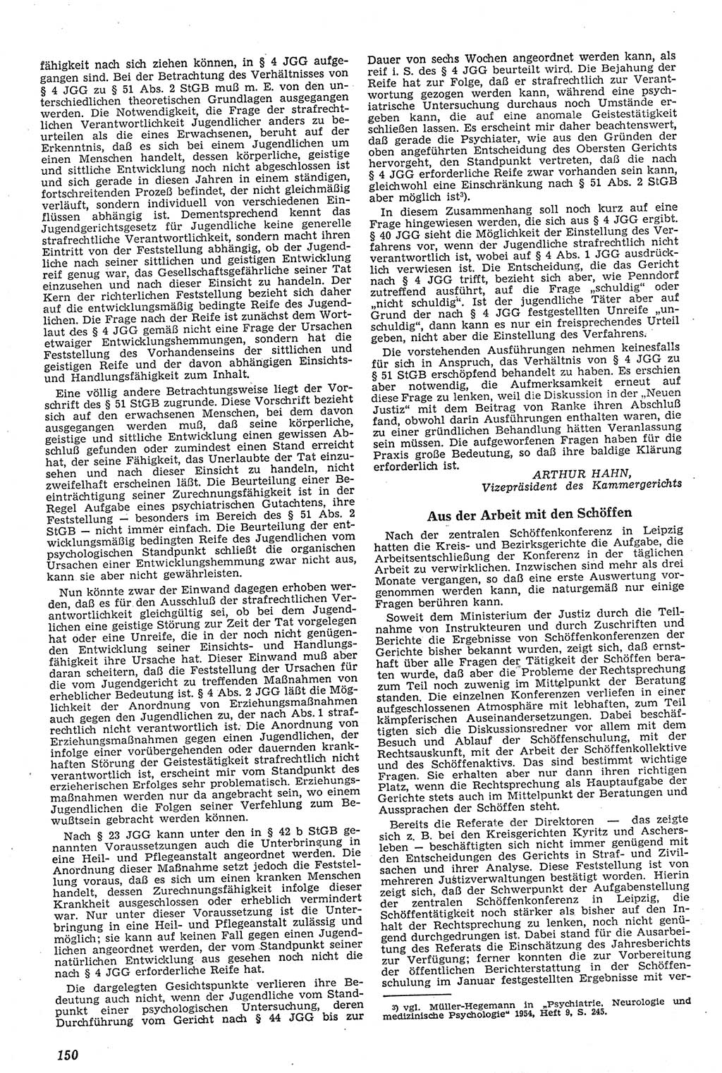 Neue Justiz (NJ), Zeitschrift für Recht und Rechtswissenschaft [Deutsche Demokratische Republik (DDR)], 11. Jahrgang 1957, Seite 150 (NJ DDR 1957, S. 150)