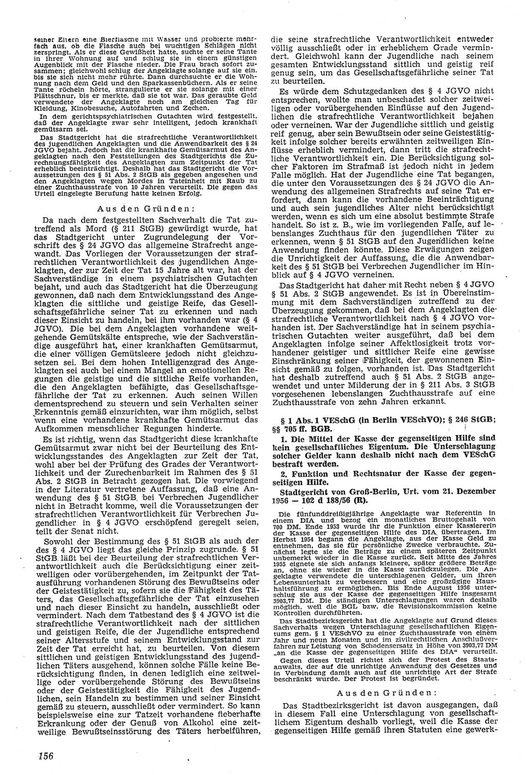 Neue Justiz (NJ), Zeitschrift für Recht und Rechtswissenschaft [Deutsche Demokratische Republik (DDR)], 11. Jahrgang 1957, Seite 156 (NJ DDR 1957, S. 156)