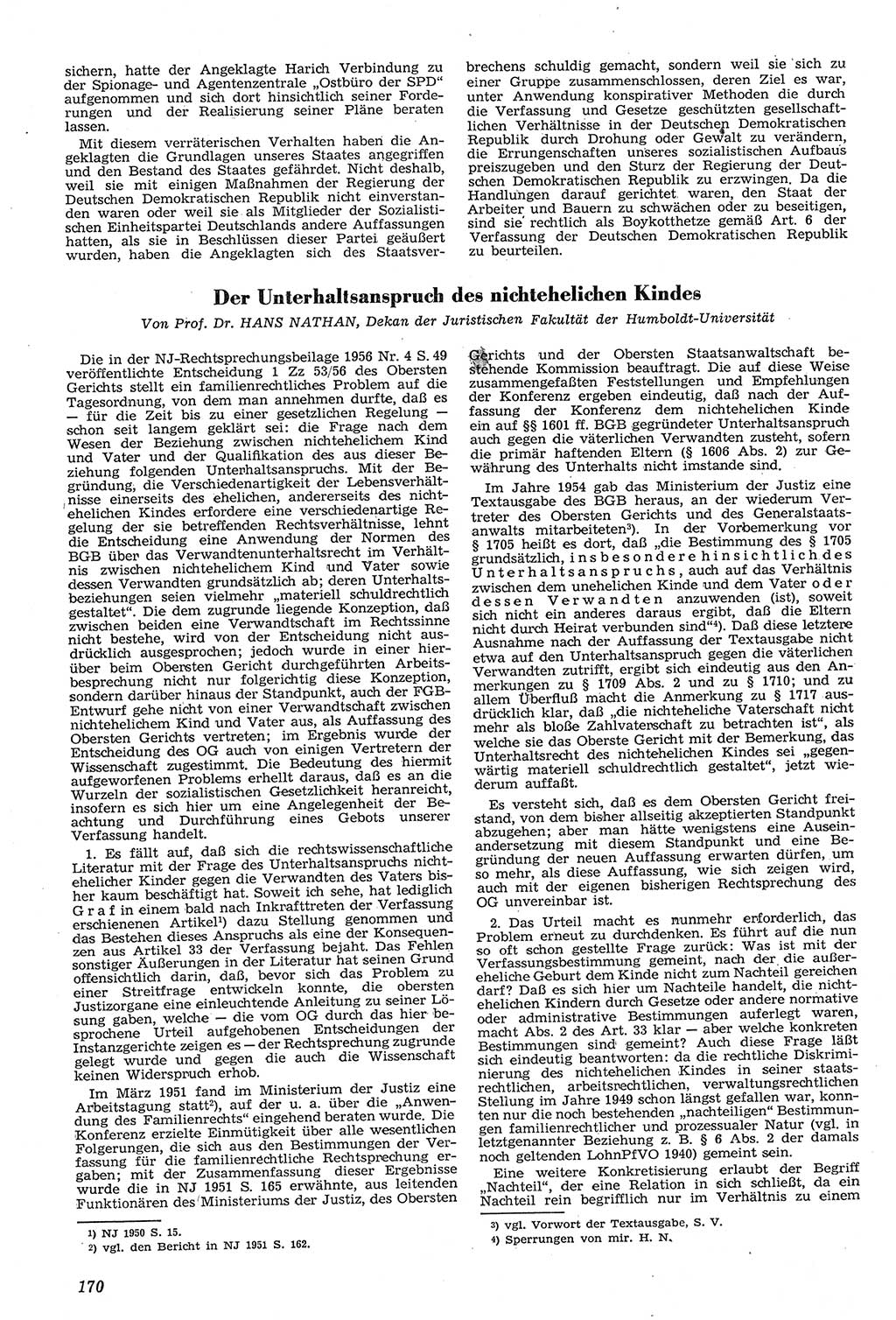 Neue Justiz (NJ), Zeitschrift für Recht und Rechtswissenschaft [Deutsche Demokratische Republik (DDR)], 11. Jahrgang 1957, Seite 170 (NJ DDR 1957, S. 170)