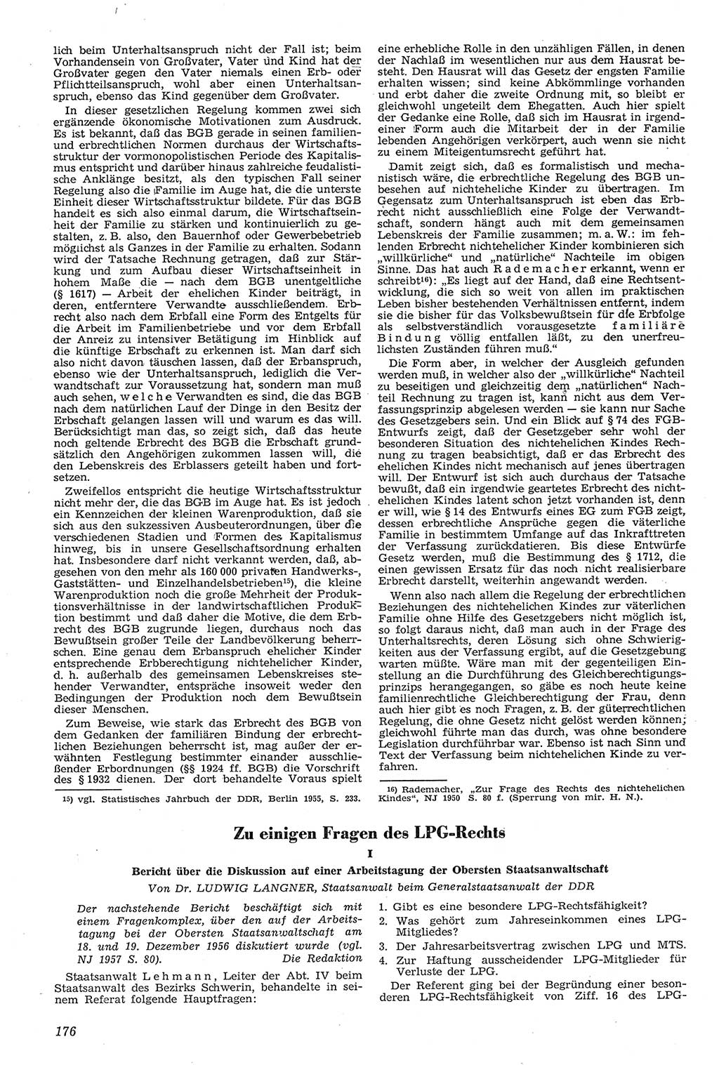 Neue Justiz (NJ), Zeitschrift für Recht und Rechtswissenschaft [Deutsche Demokratische Republik (DDR)], 11. Jahrgang 1957, Seite 176 (NJ DDR 1957, S. 176)