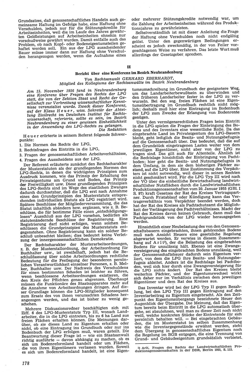 Neue Justiz (NJ), Zeitschrift für Recht und Rechtswissenschaft [Deutsche Demokratische Republik (DDR)], 11. Jahrgang 1957, Seite 178 (NJ DDR 1957, S. 178)