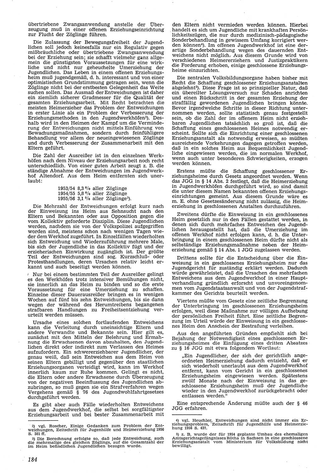 Neue Justiz (NJ), Zeitschrift für Recht und Rechtswissenschaft [Deutsche Demokratische Republik (DDR)], 11. Jahrgang 1957, Seite 184 (NJ DDR 1957, S. 184)